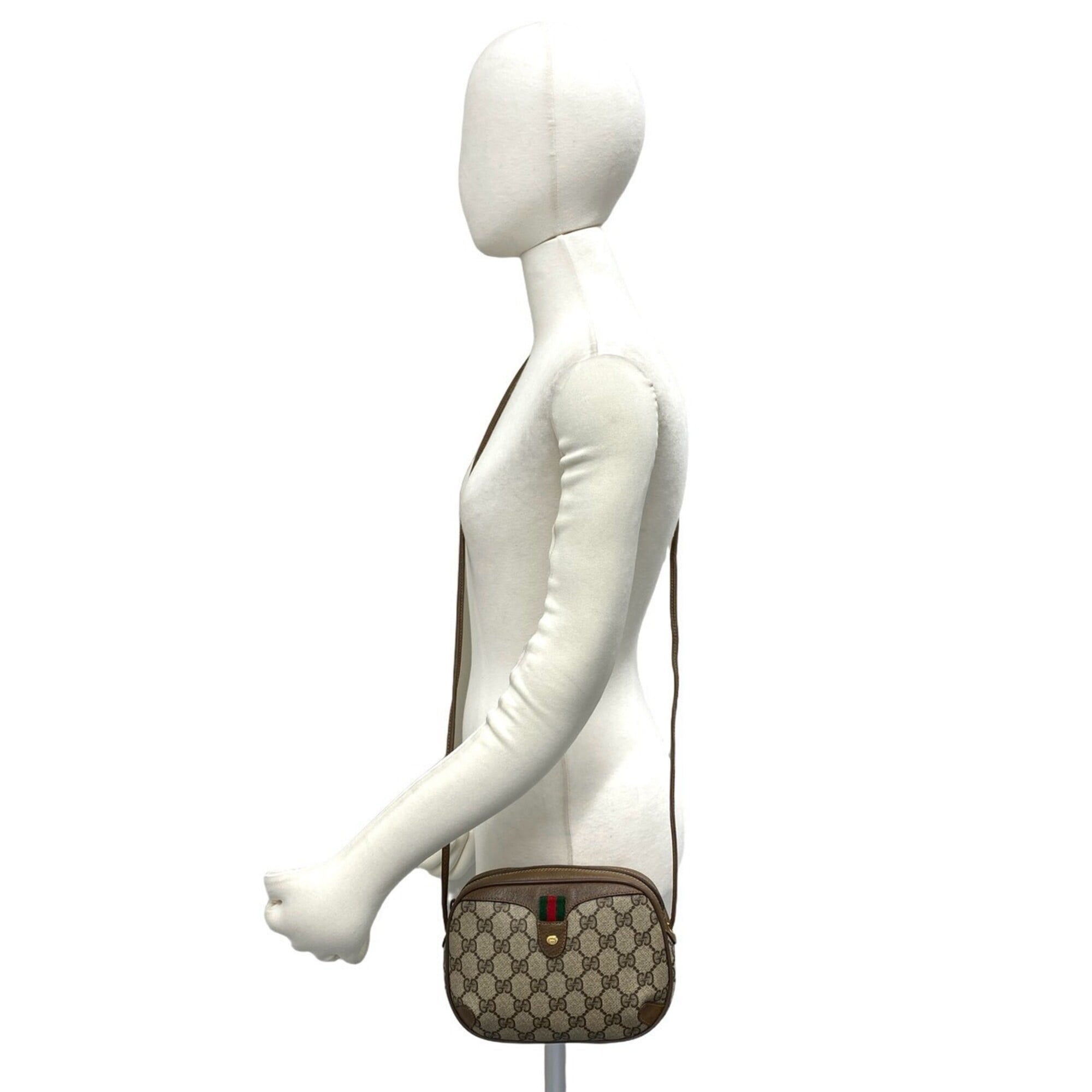 Gucci Brown Green Red Color Leather Pvc Pochette Shoulder Bag (Pre-Owned)