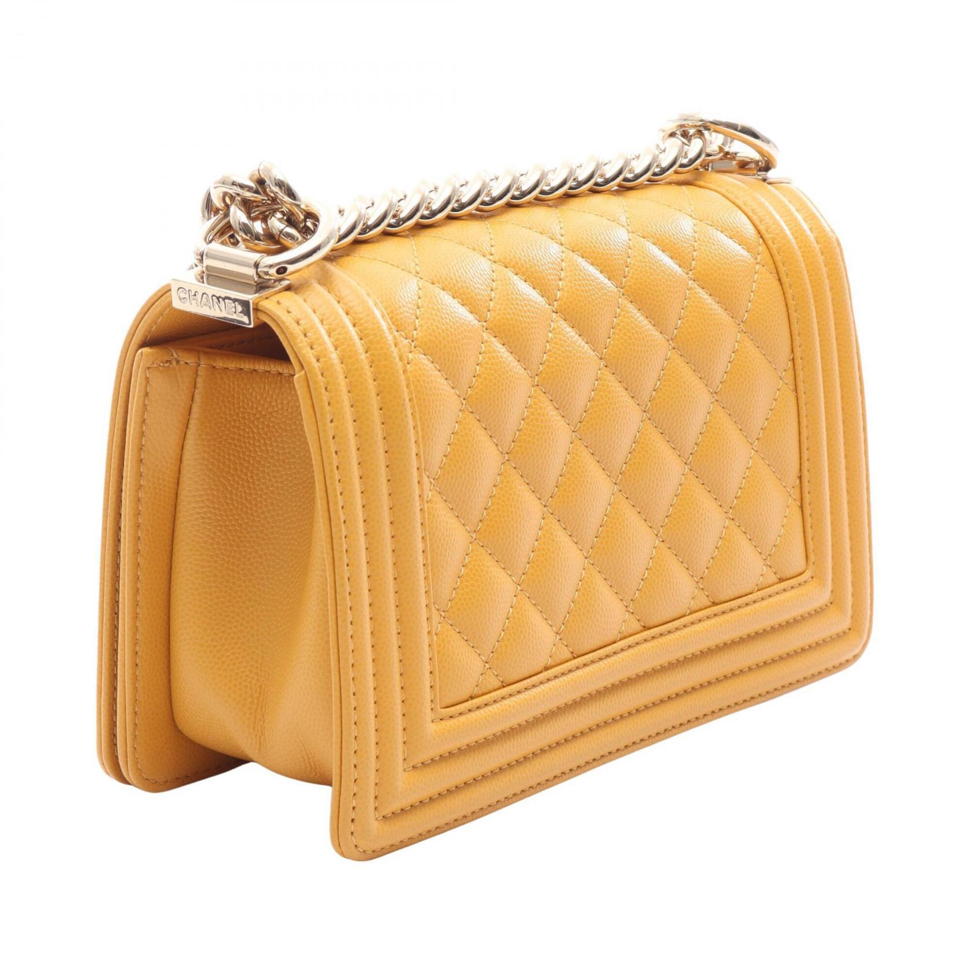 Chanel Yellow Grained Calfskin Handbag Shoulder Bag (Pre-Owned)