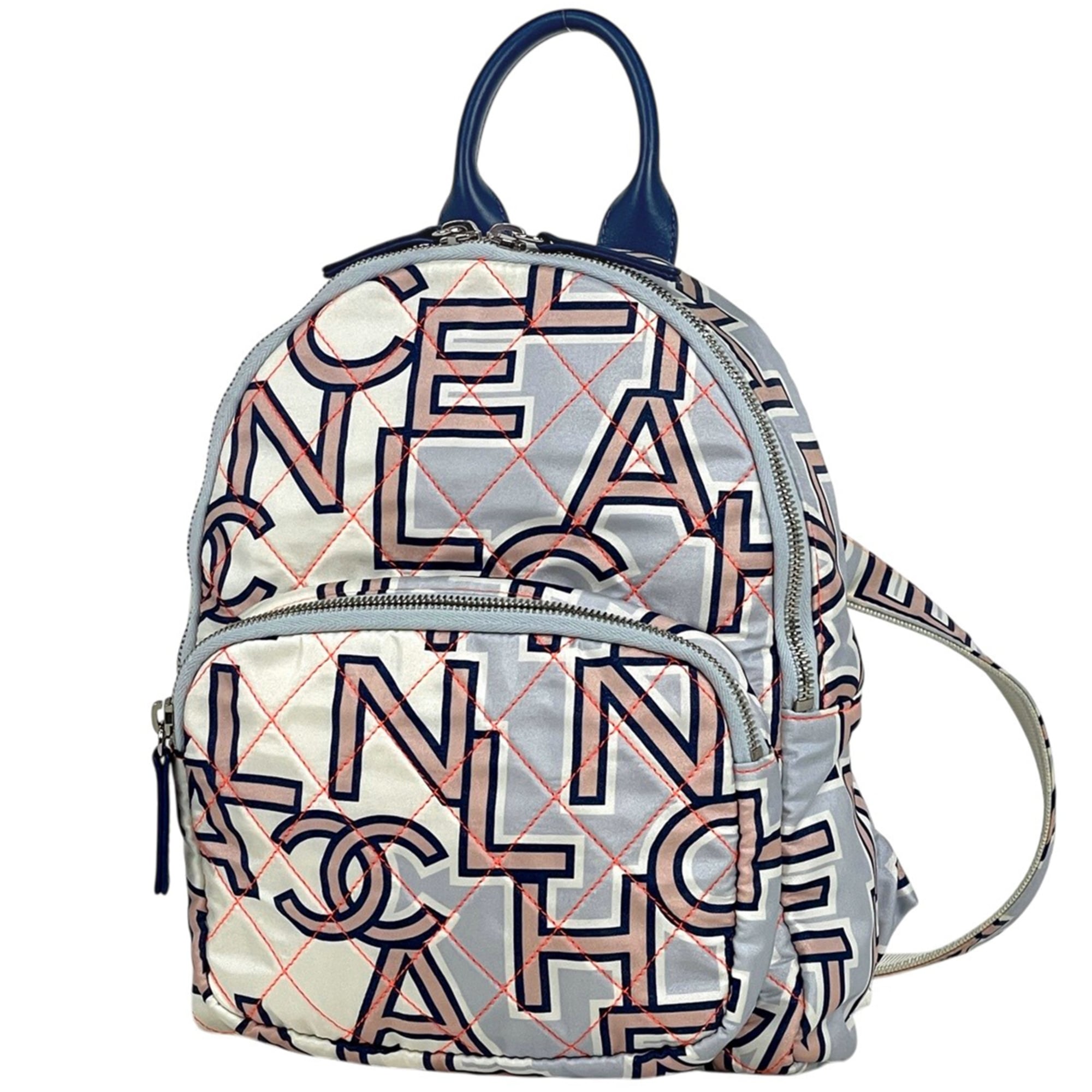Chanel Matelasse Blue Nylon Leather Backpack (Pre-Owned)