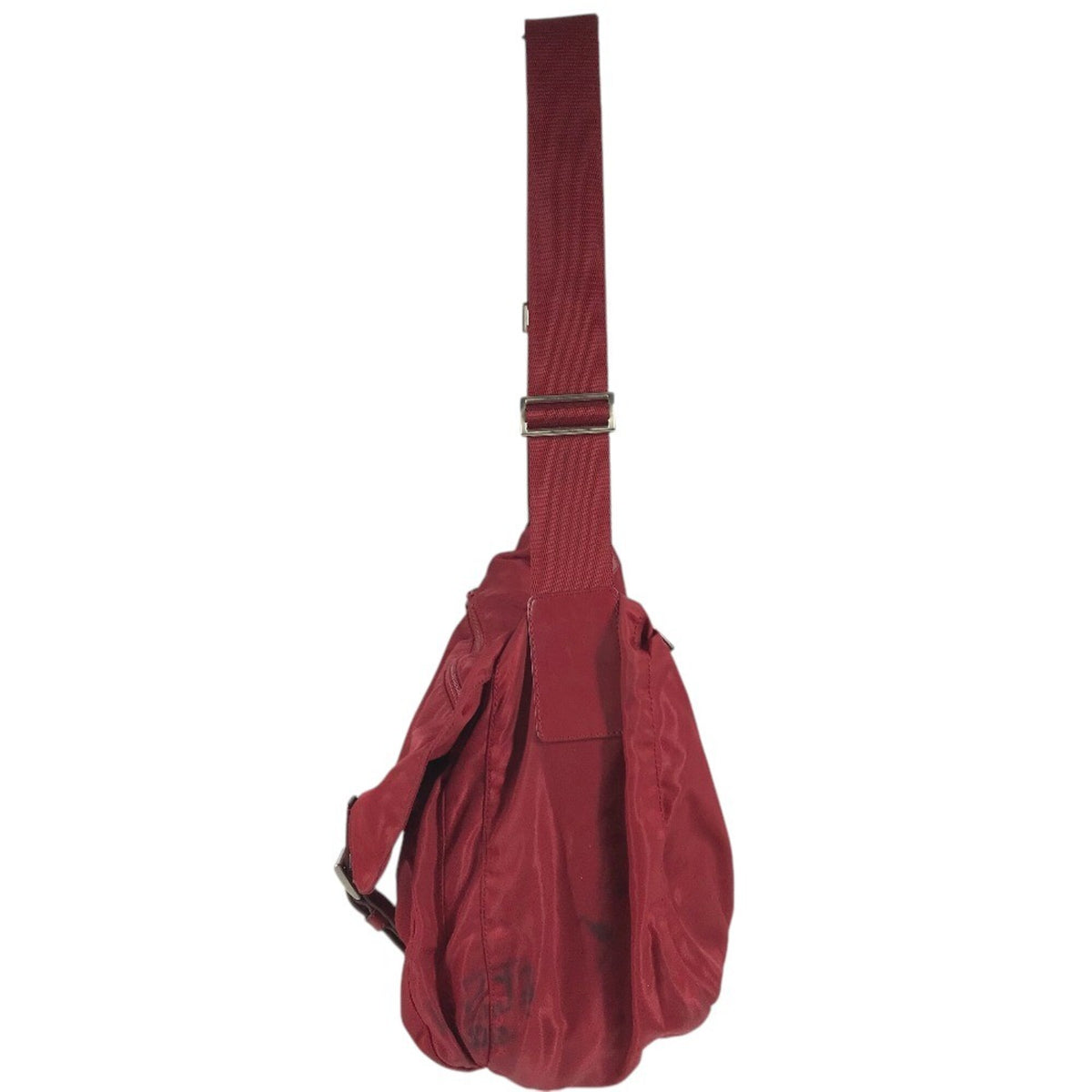 Prada Bordeaux Red Color Nylon Shoulder Bag (Pre-Owned)