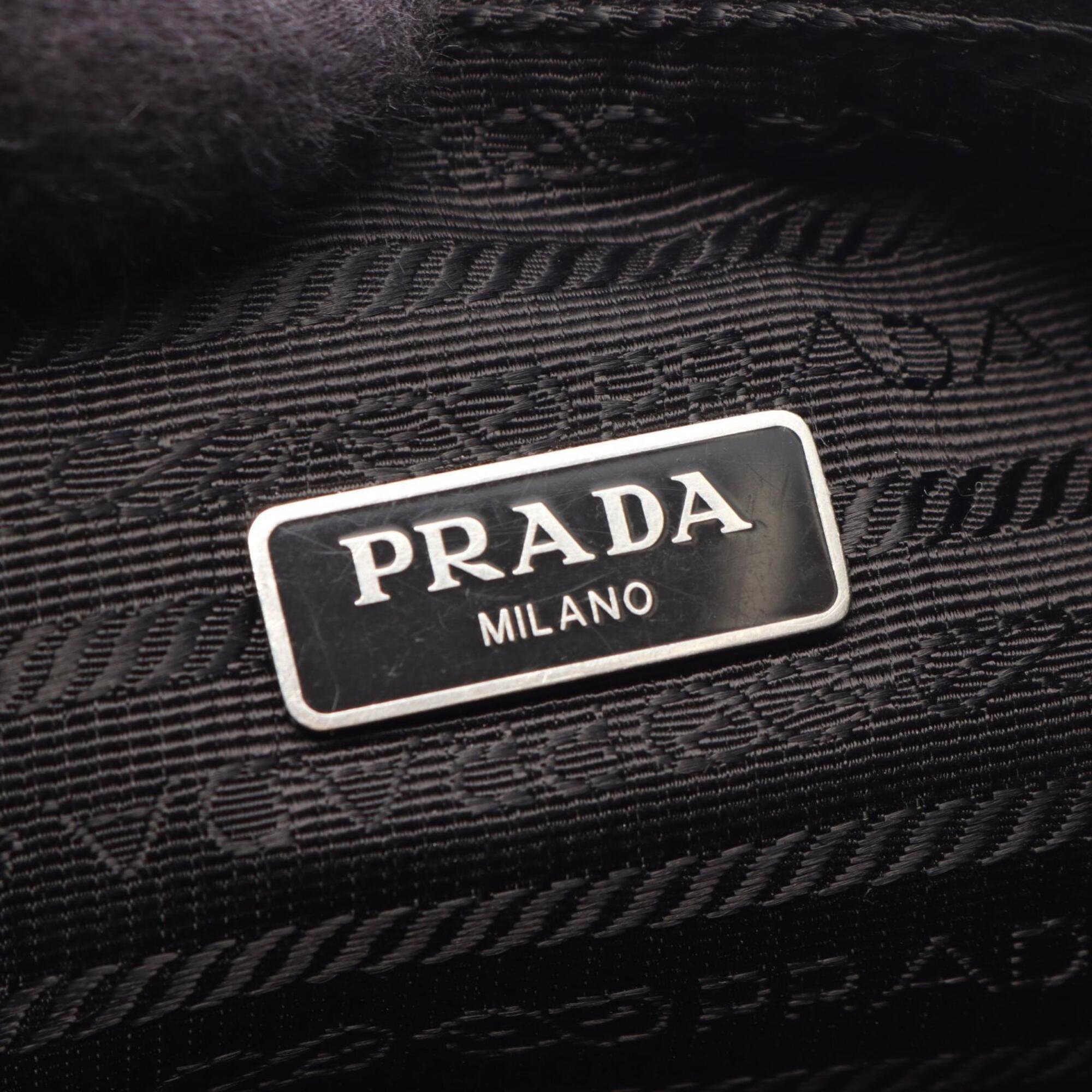 Prada Black Nylon Leather Handbag Pouch Shoulder Bag (Pre-Owned)