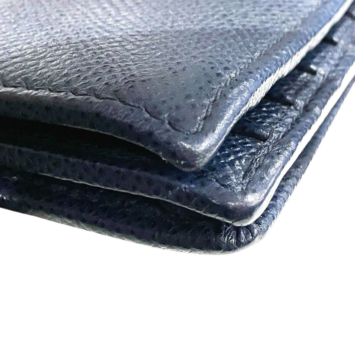 Bvlgari Navy Leather Long Wallet (Bi-Fold) (Pre-Owned)