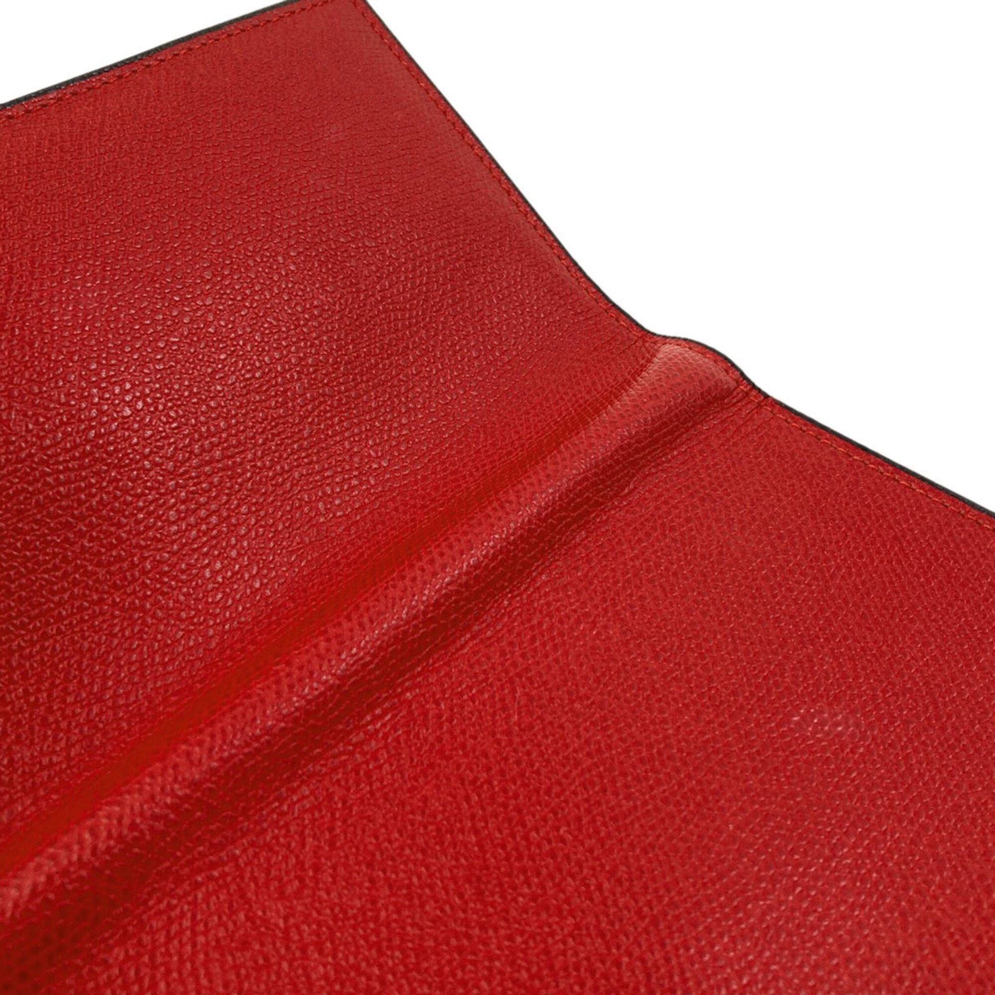 Valextra Red Color Leather Long Wallet (Bi-Fold) (Pre-Owned)