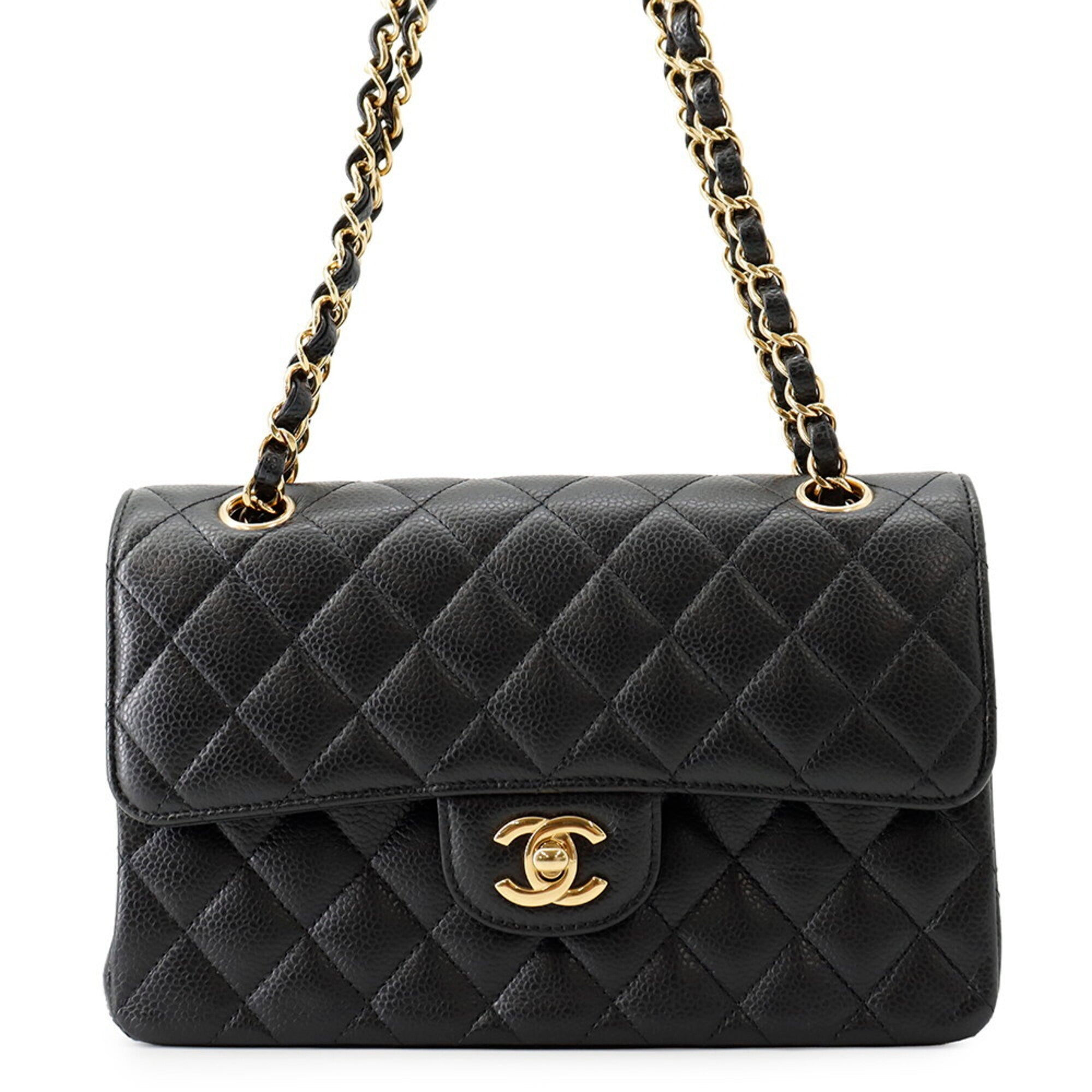 Chanel Matelasse Black Grained Calfskin Handbag Shoulder Bag (Pre-Owned)