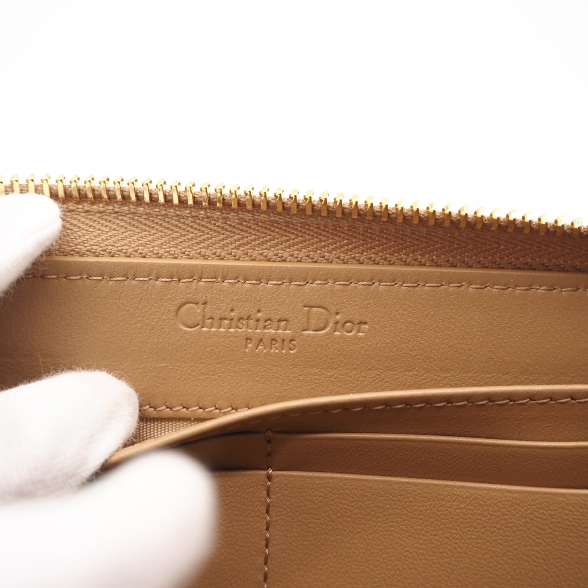 Christian Dior Lady Dior Beige Bow Coin Purse/Coin Case (Pre-Owned)