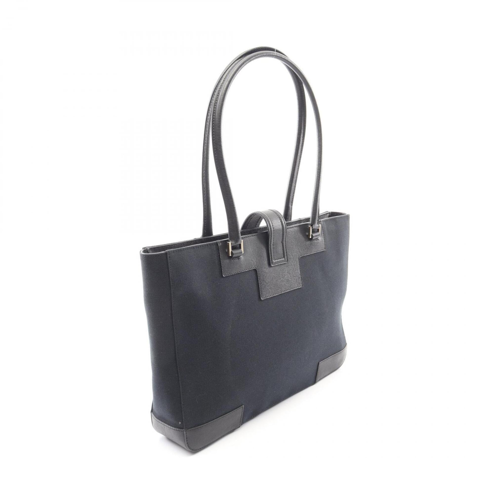 Gucci Black Canvas Leather Handbag Tote Bag (Pre-Owned)