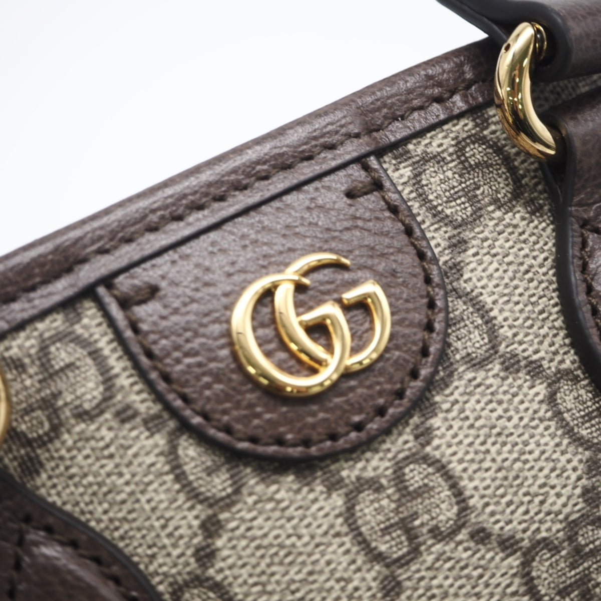 Gucci Ophidia Beige Brown Coated Canvas Handbag Tote Bag (Pre-Owned)
