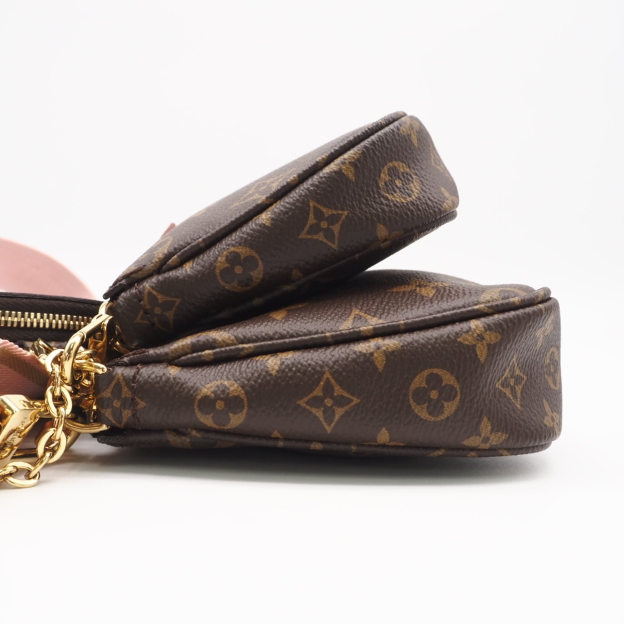 Louis Vuitton Beige Pink Brown Monogram Rose Clair Leather Coated Canvas Pochette Pouch Shoulder Bag (Pre-Owned)