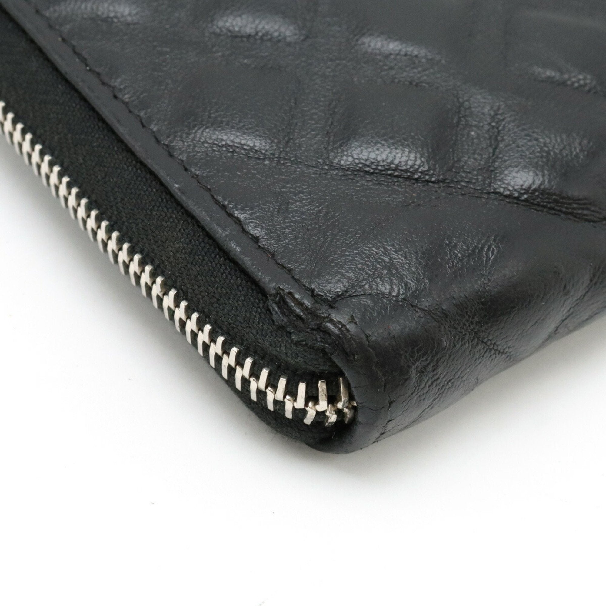Chanel Black Leather Long Wallet (Bi-Fold) (Pre-Owned)