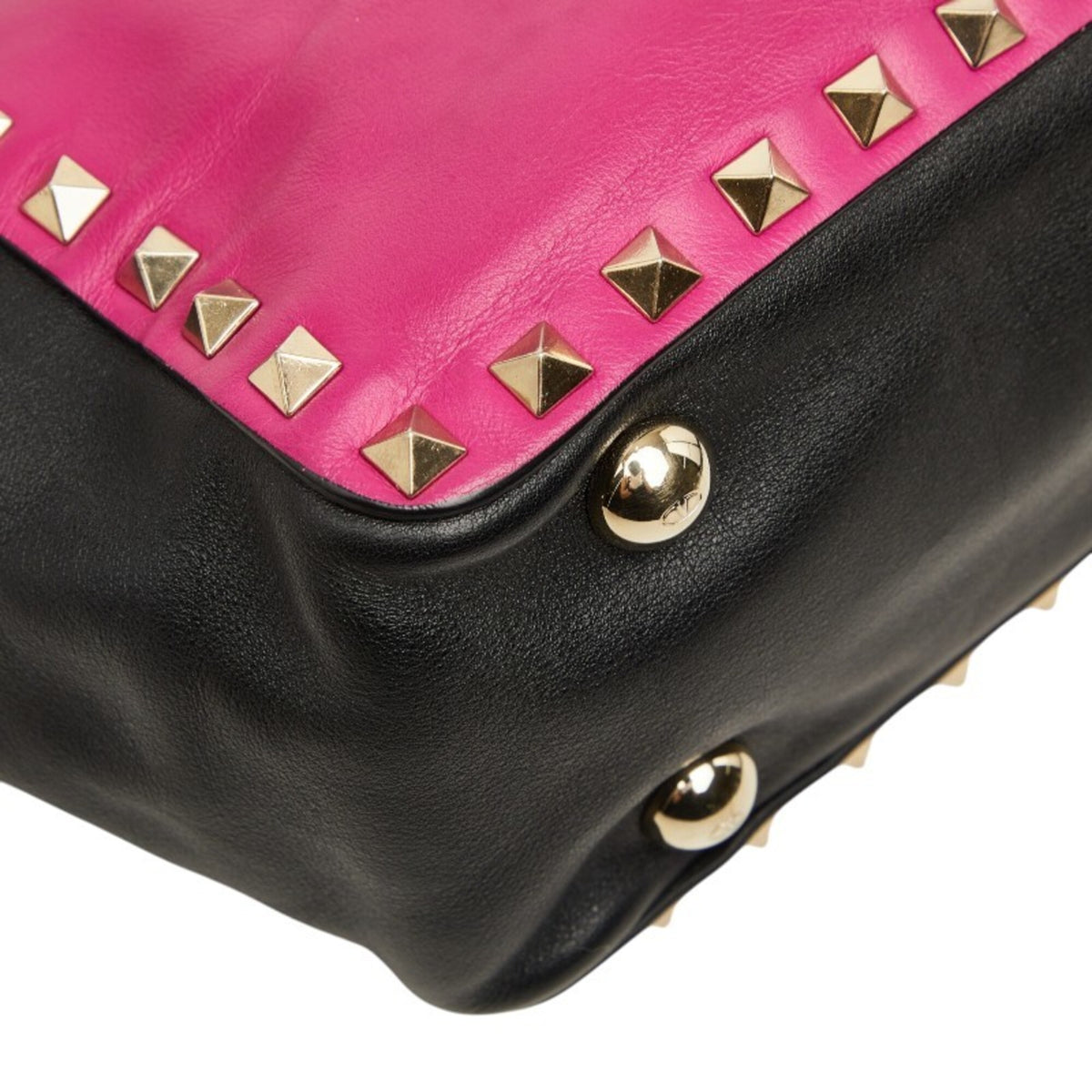 Valentino Black Pink Leather Handbag Shoulder Bag (Pre-Owned)