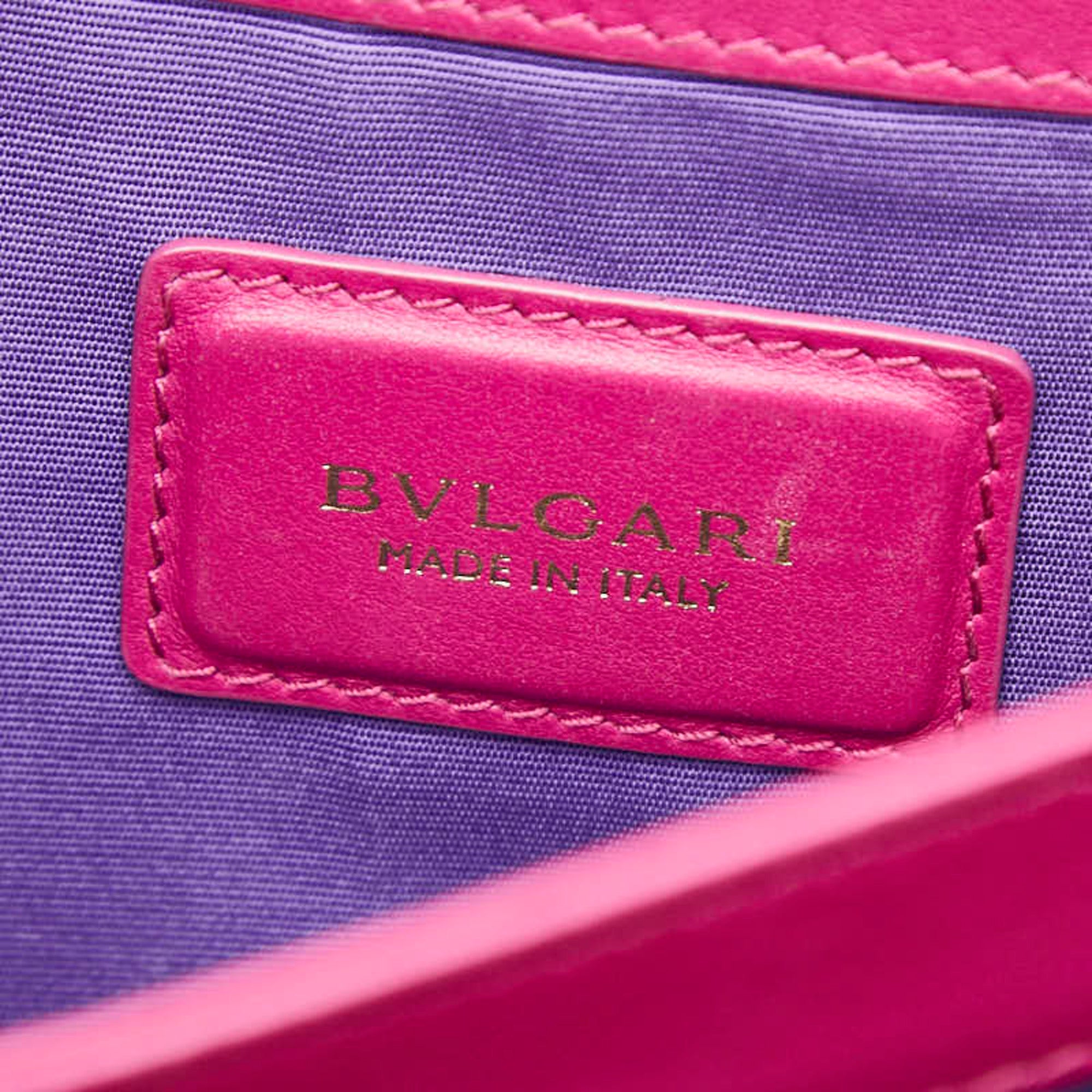 Bvlgari Pink Purple Leather Handbag Shoulder Bag (Pre-Owned)