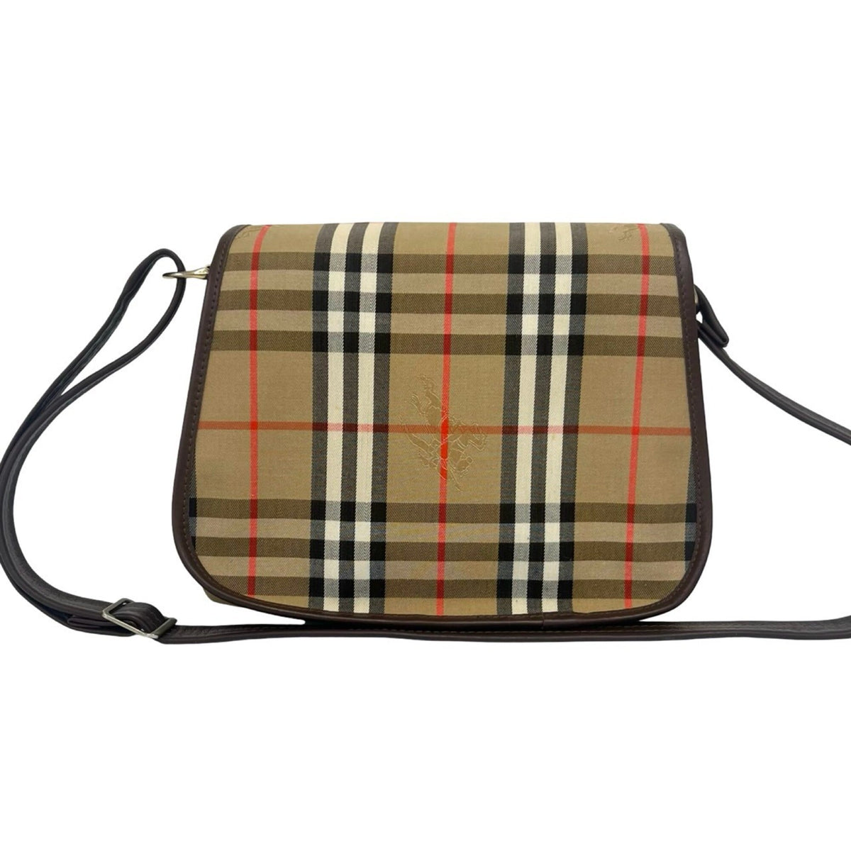 Burberry Beige Brown Canvas Leather Pochette Shoulder Bag (Pre-Owned)