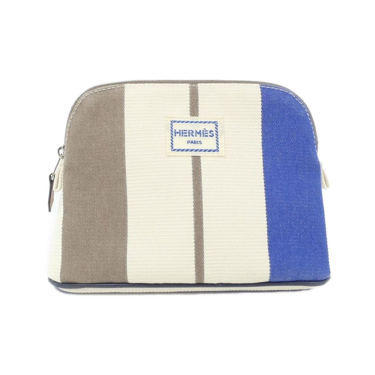 Hermes Azur Etoupe Gray Canvas Handbag Pouch (Pre-Owned)
