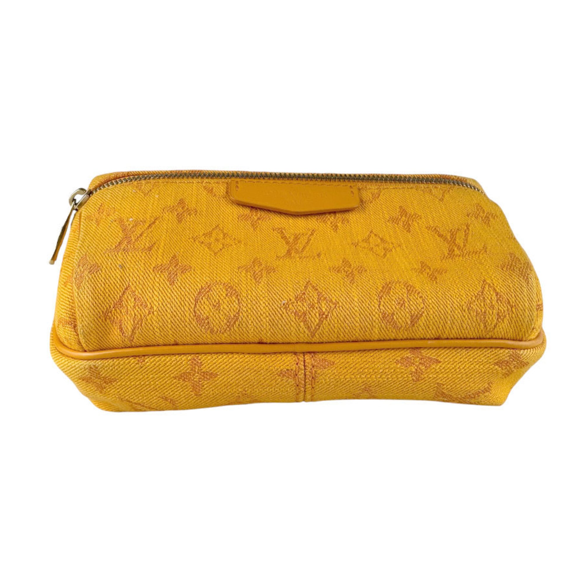 Louis Vuitton Gold Yellow Monogram Denim Pouch Sling Bag (Pre-Owned)