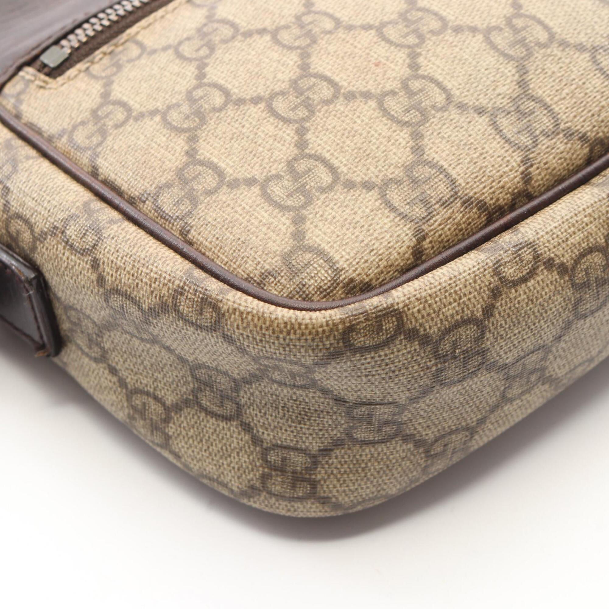 Gucci Beige Brown Pvc Coated Canvas Leather Handbag Shoulder Bag (Pre-Owned)