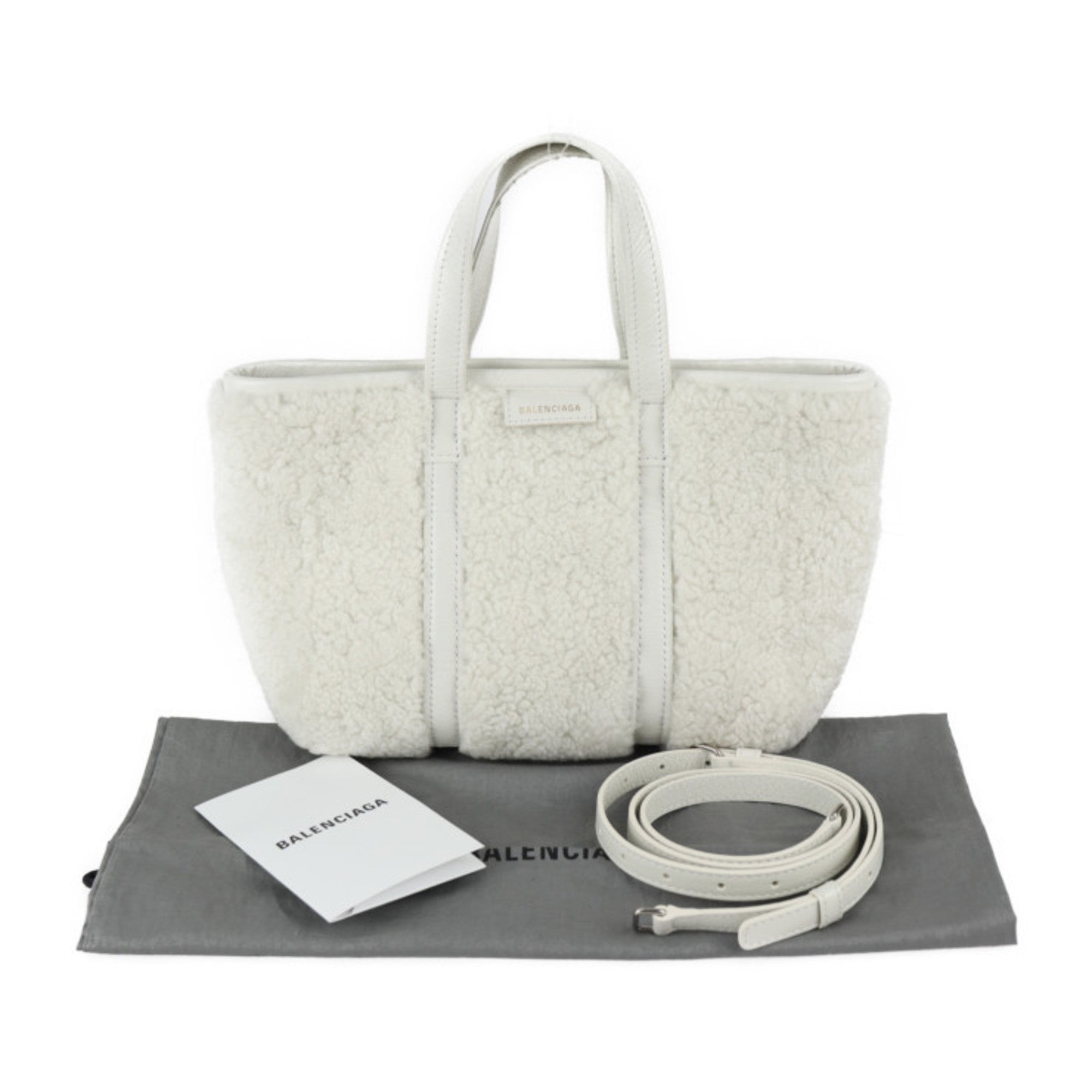 Balenciaga White Leather Handbag Tote Bag (Pre-Owned)