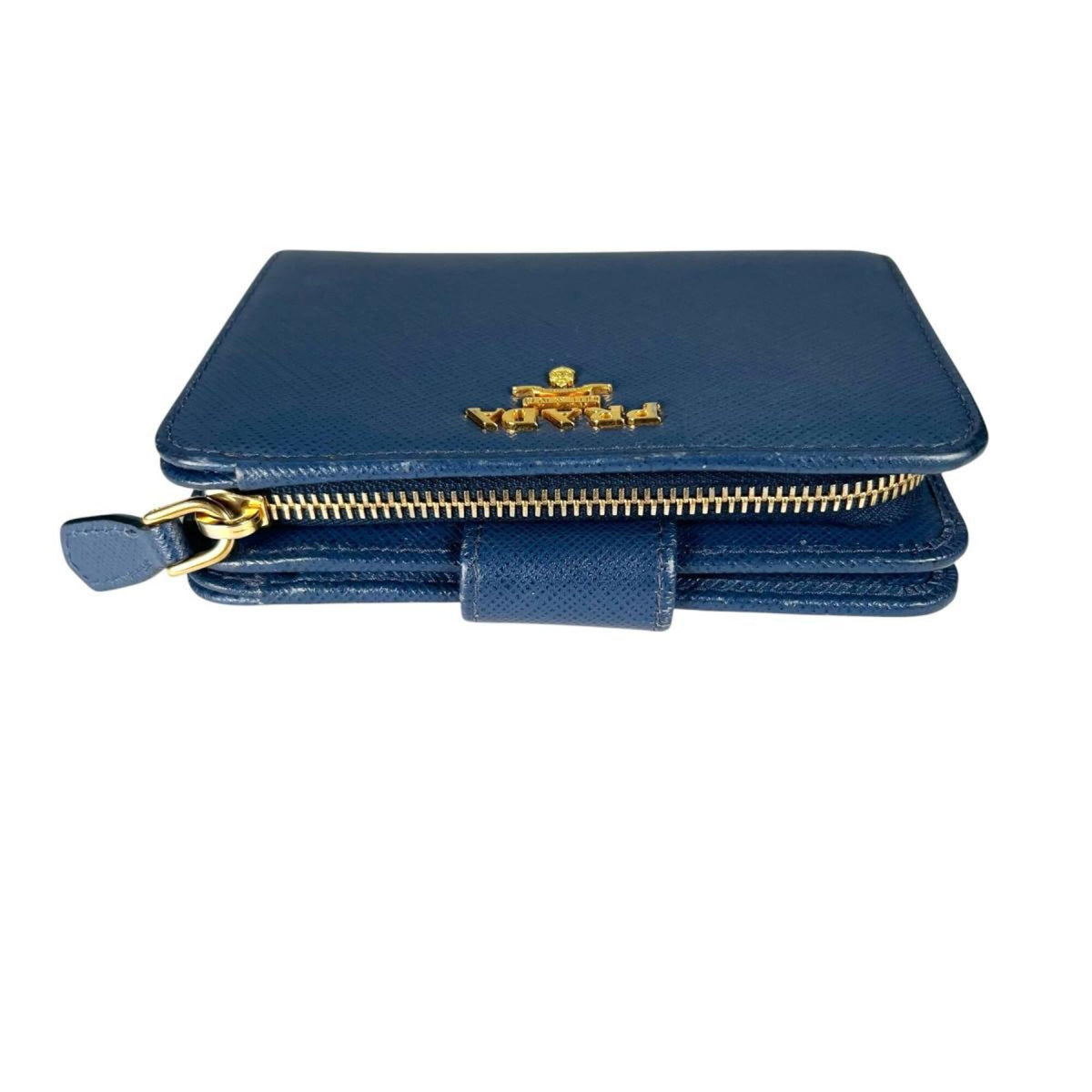 Prada Saffiano Blue Leather Wallet (Bi-Fold) (Pre-Owned)