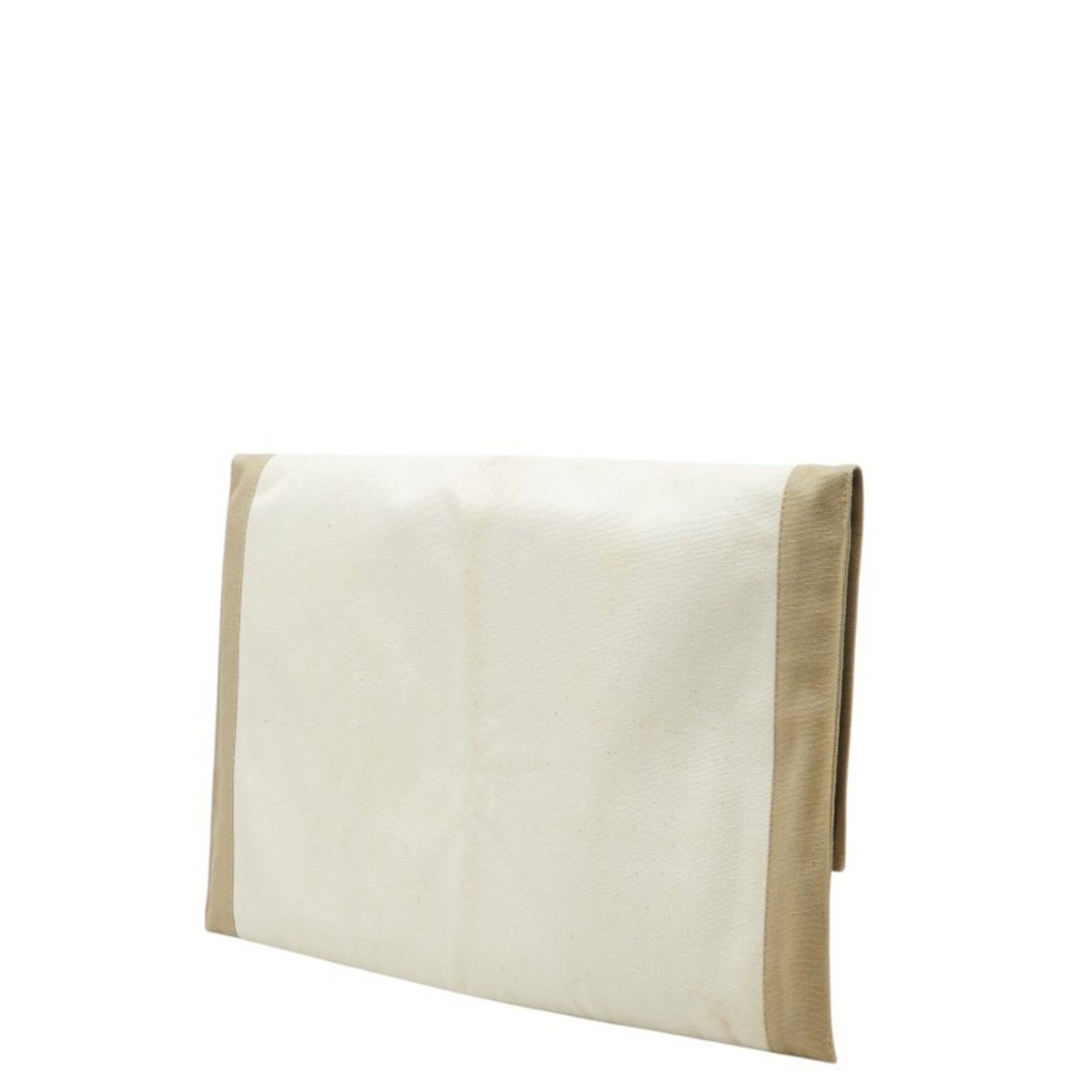 Hermes Beige Ivory Canvas Clutch Bag (Pre-Owned)