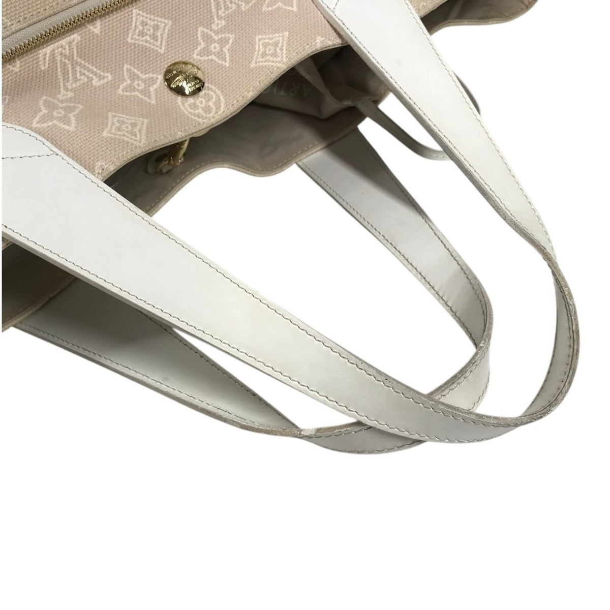 Louis Vuitton Pink Beige Canvas Leather Handbag Pouch Shoulder Bag (Pre-Owned)