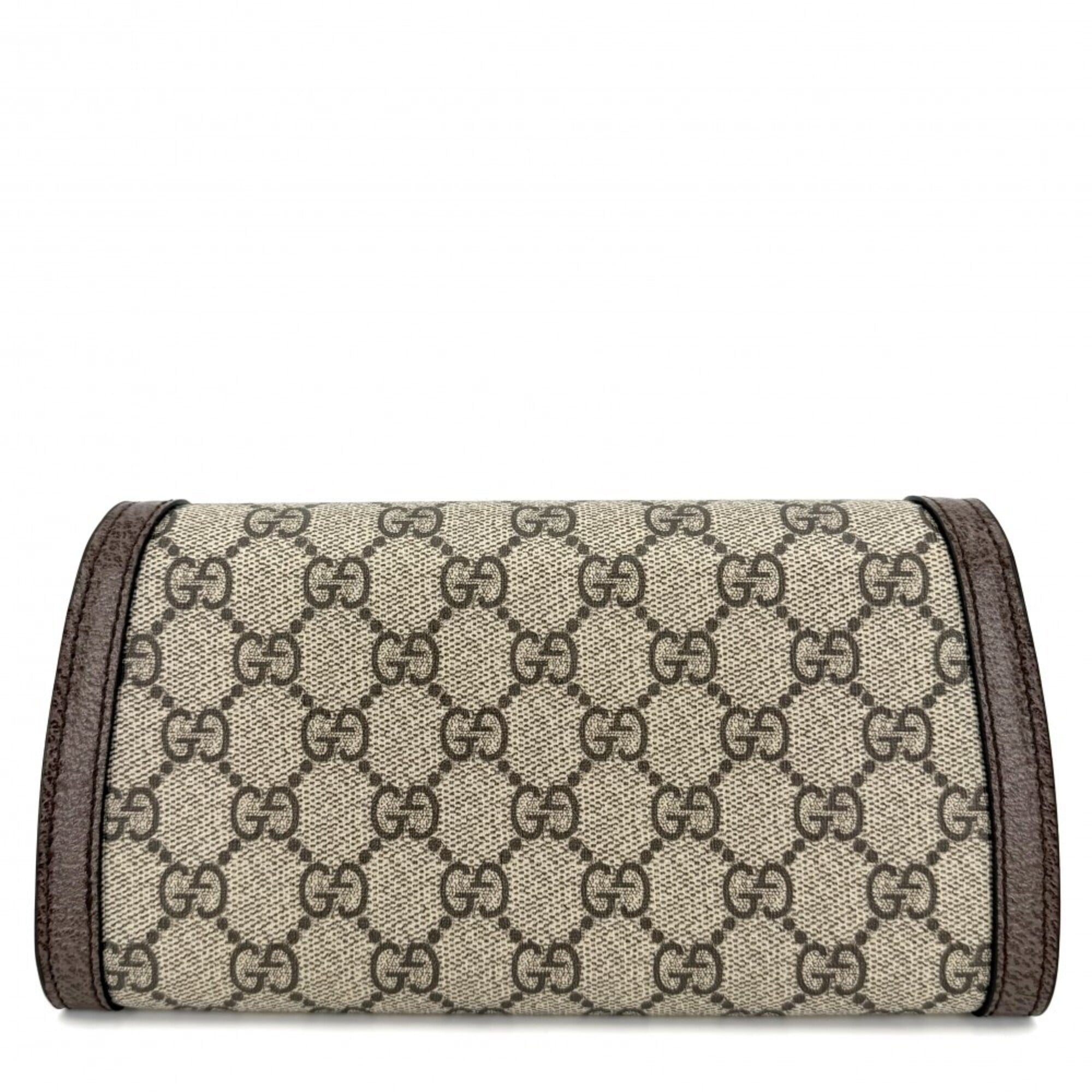 Gucci Beige Gg Supreme Canvas Leather Chain/Shoulder Wallet (Pre-Owned)
