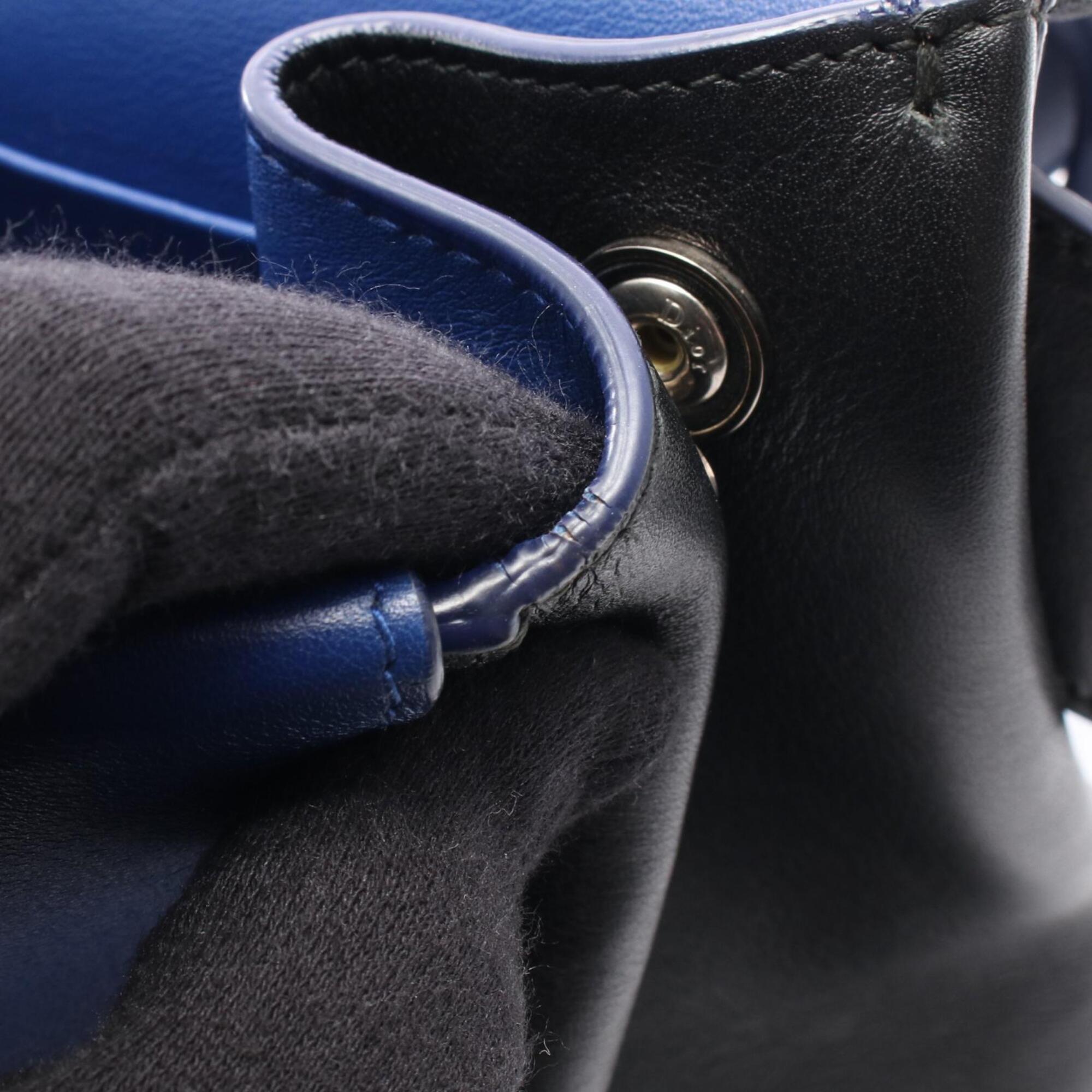 Christian Dior Black Blue Leather Handbag Shoulder Bag (Pre-Owned)