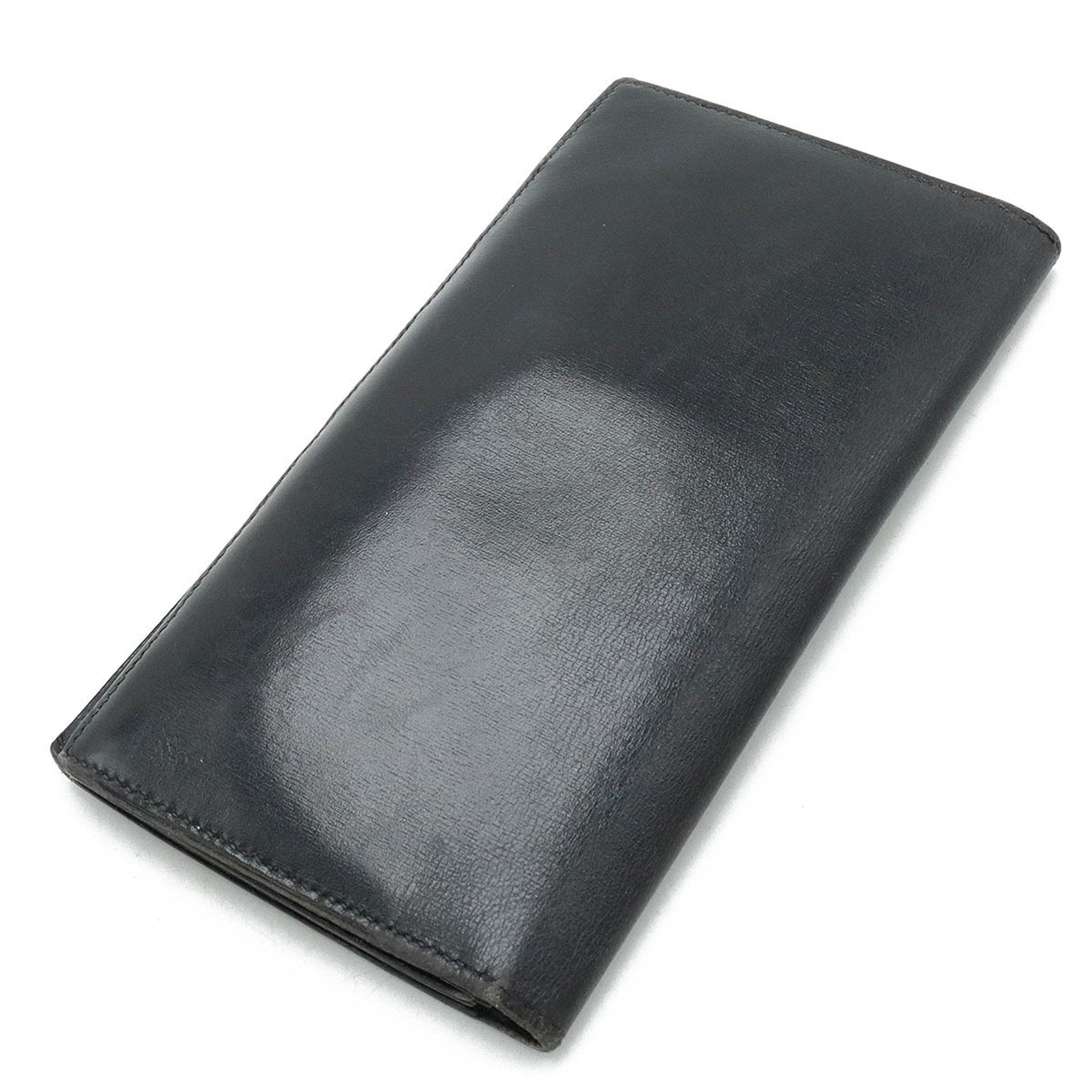 Hermes Black Box Calf Leather Long Bill Wallet (Bi-Fold) (Pre-Owned)