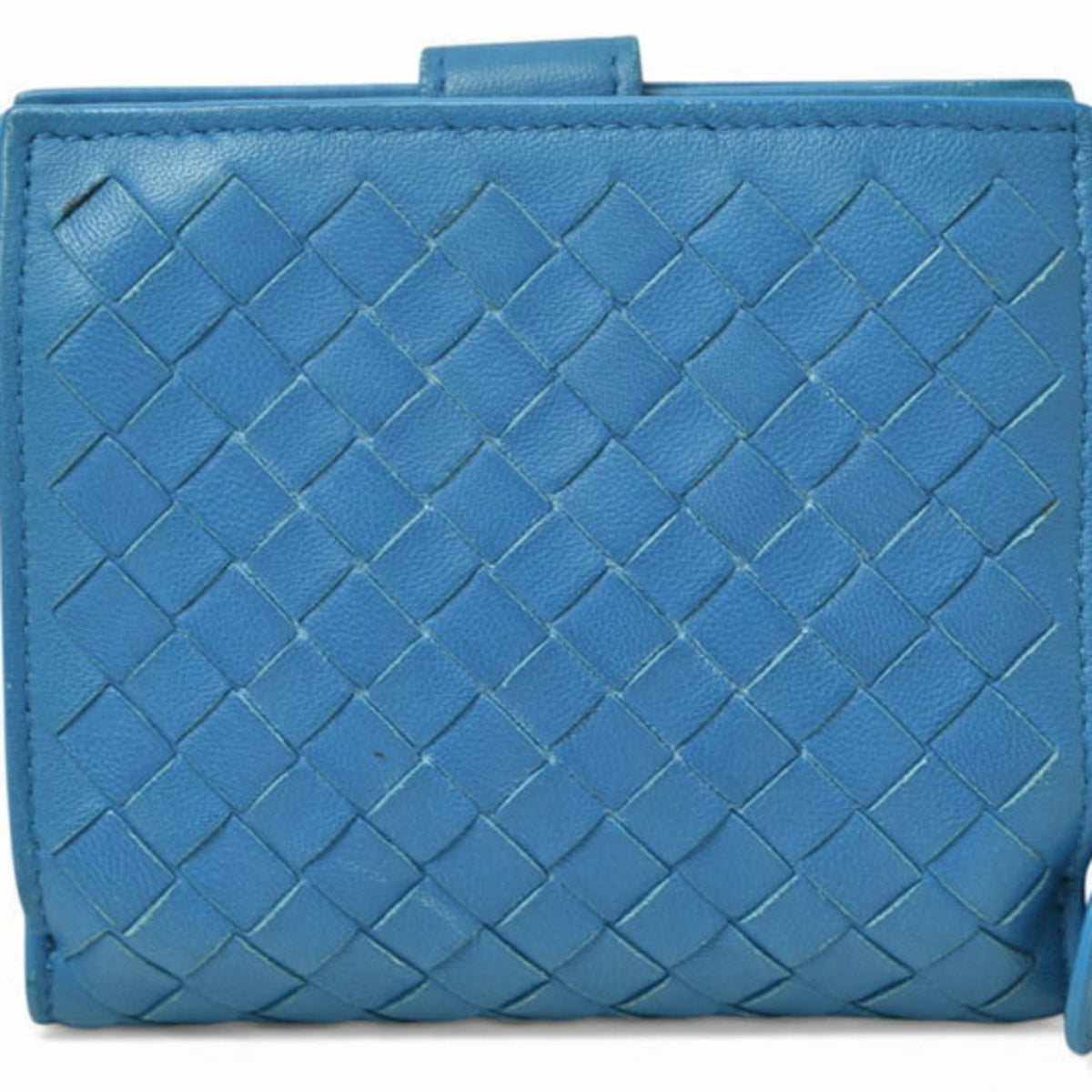 Bottega Veneta Intrecciato Blue Leather Wallet (Bi-Fold) (Pre-Owned)