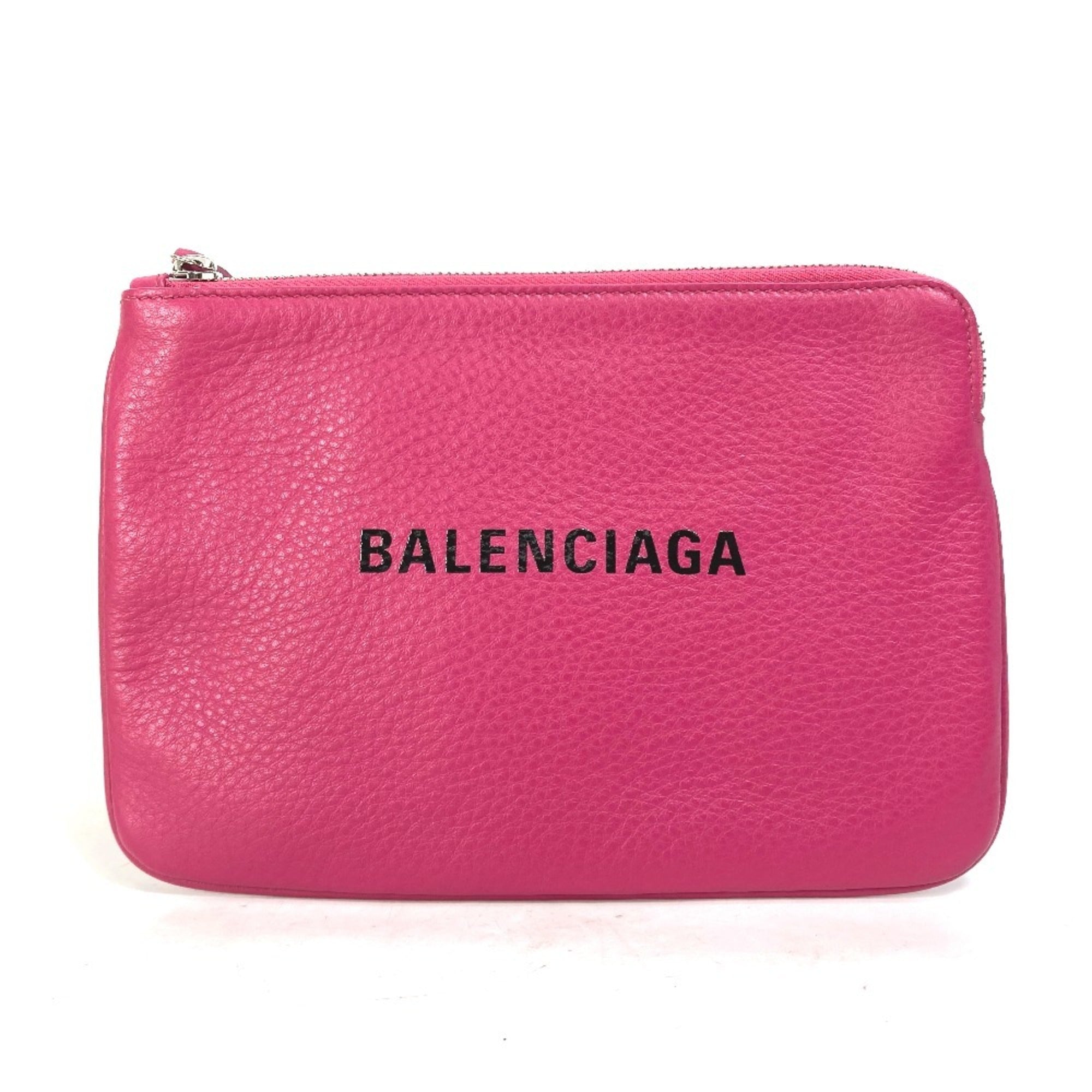 Balenciaga Black Pink Leather Clutch Bag Pouch (Pre-Owned)