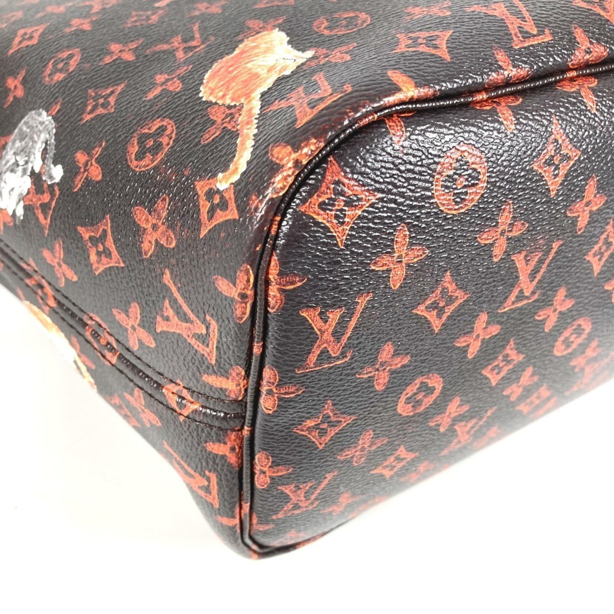 Louis Vuitton Brown Orange Monogram Leather Pouch Shoulder Bag Tote Bag (Pre-Owned)