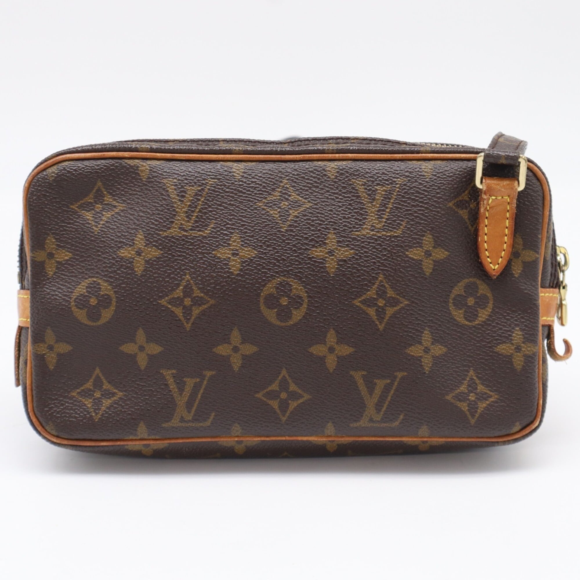 Louis Vuitton Monogram Beige Brown Coated Canvas Leather Pochette Shoulder Bag (Pre-Owned)
