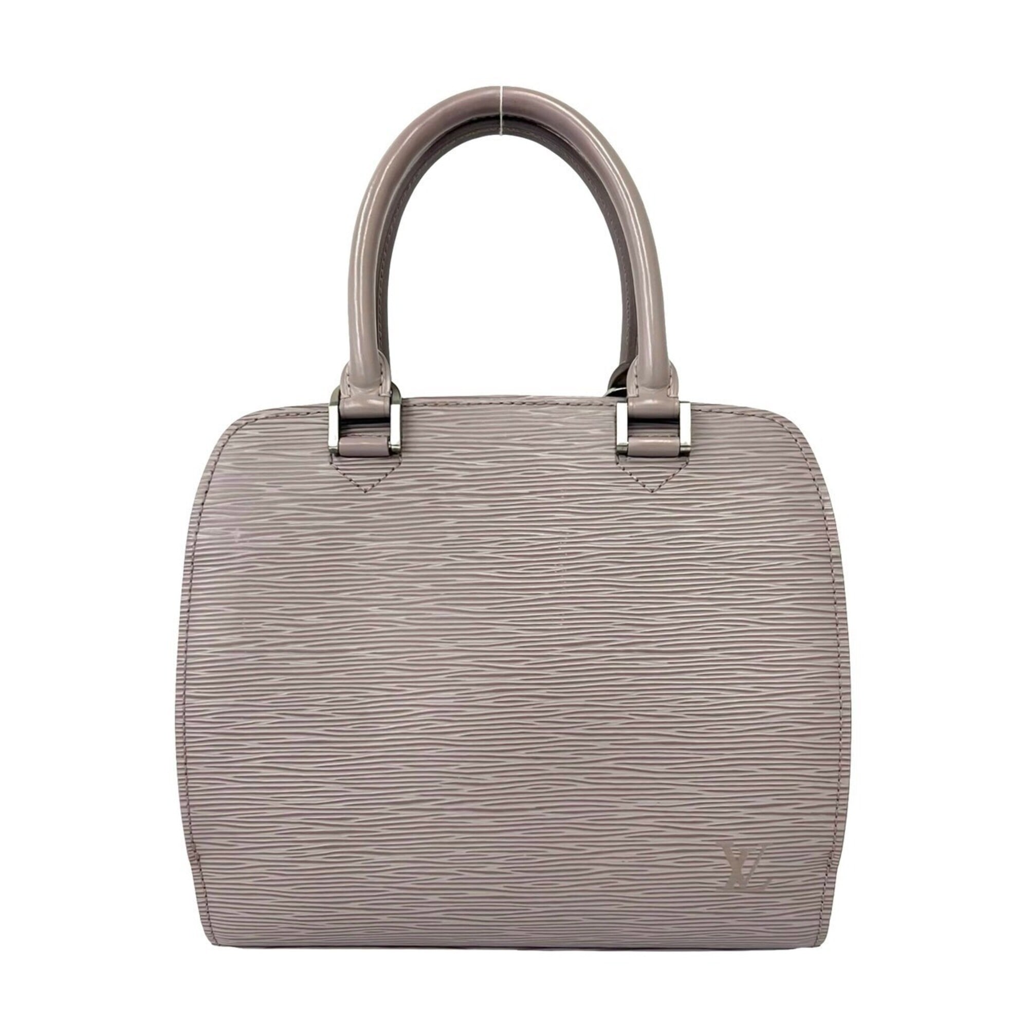 Louis Vuitton Gray Leather Boston Bag Handbag Tote Bag (Pre-Owned)