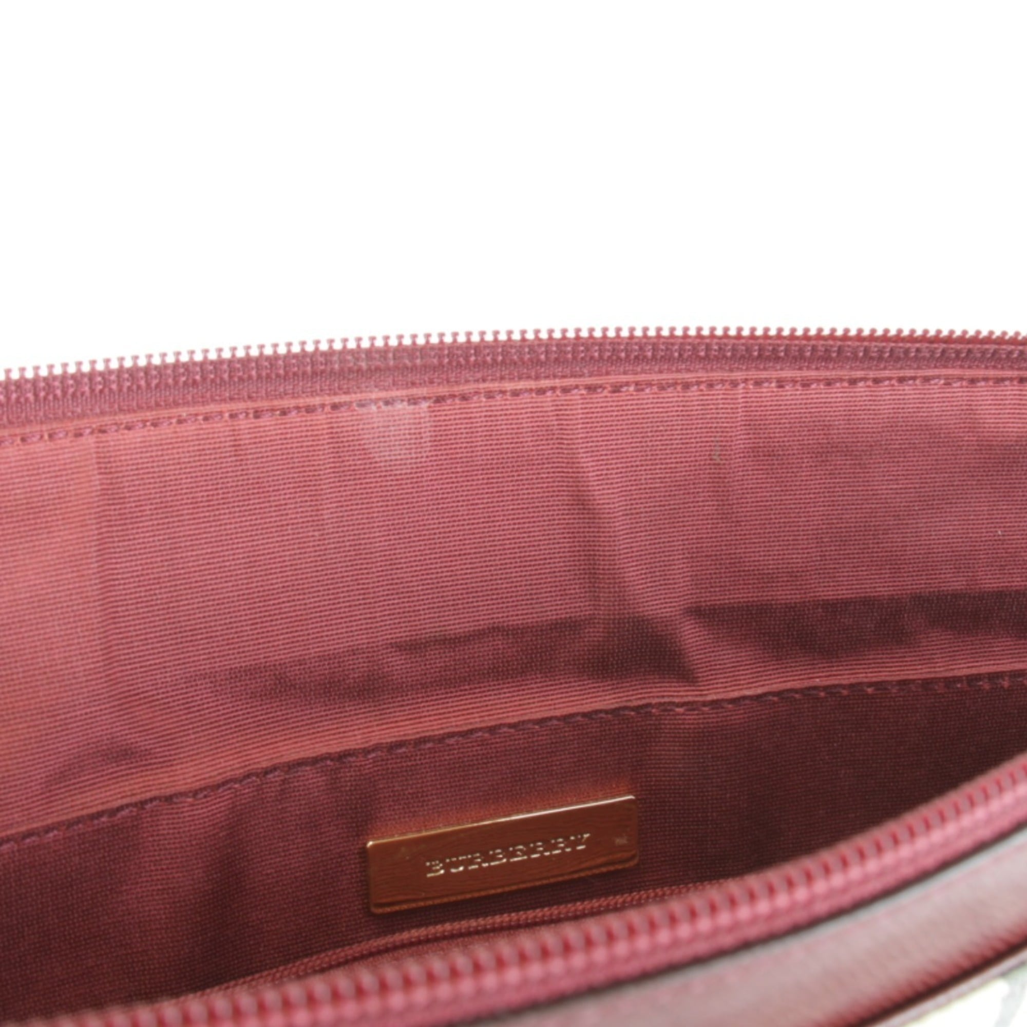 Burberry Red Color Canvas Leather Handbag (Pre-Owned)