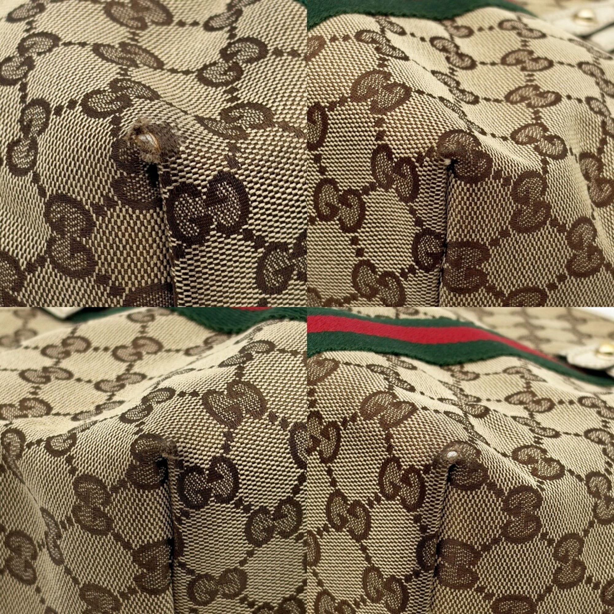 Gucci Ivory Gg Canvas Leather Tote Bag (Pre-Owned)