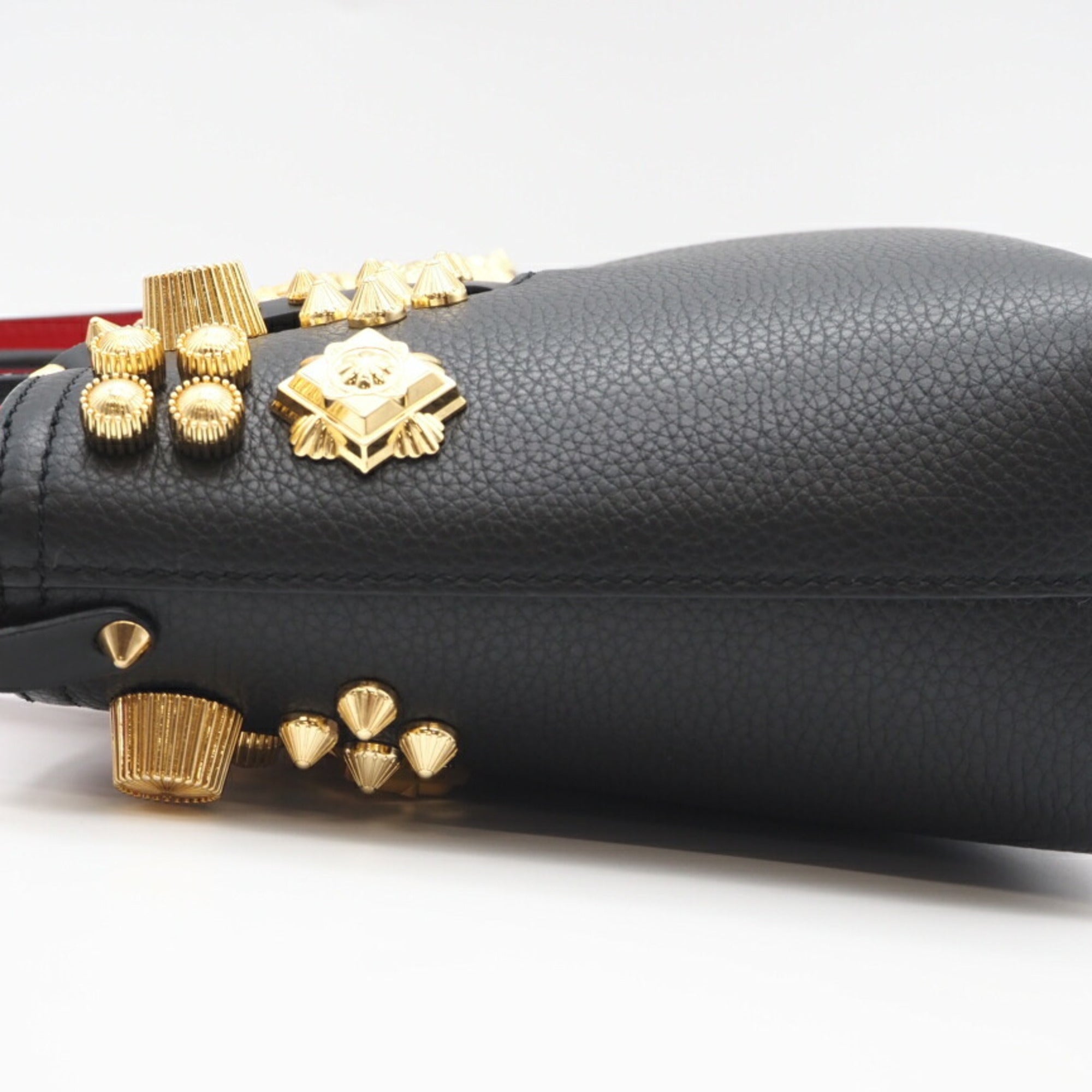 Christian Louboutin Black Red Color Leather Shoulder Bag (Pre-Owned)