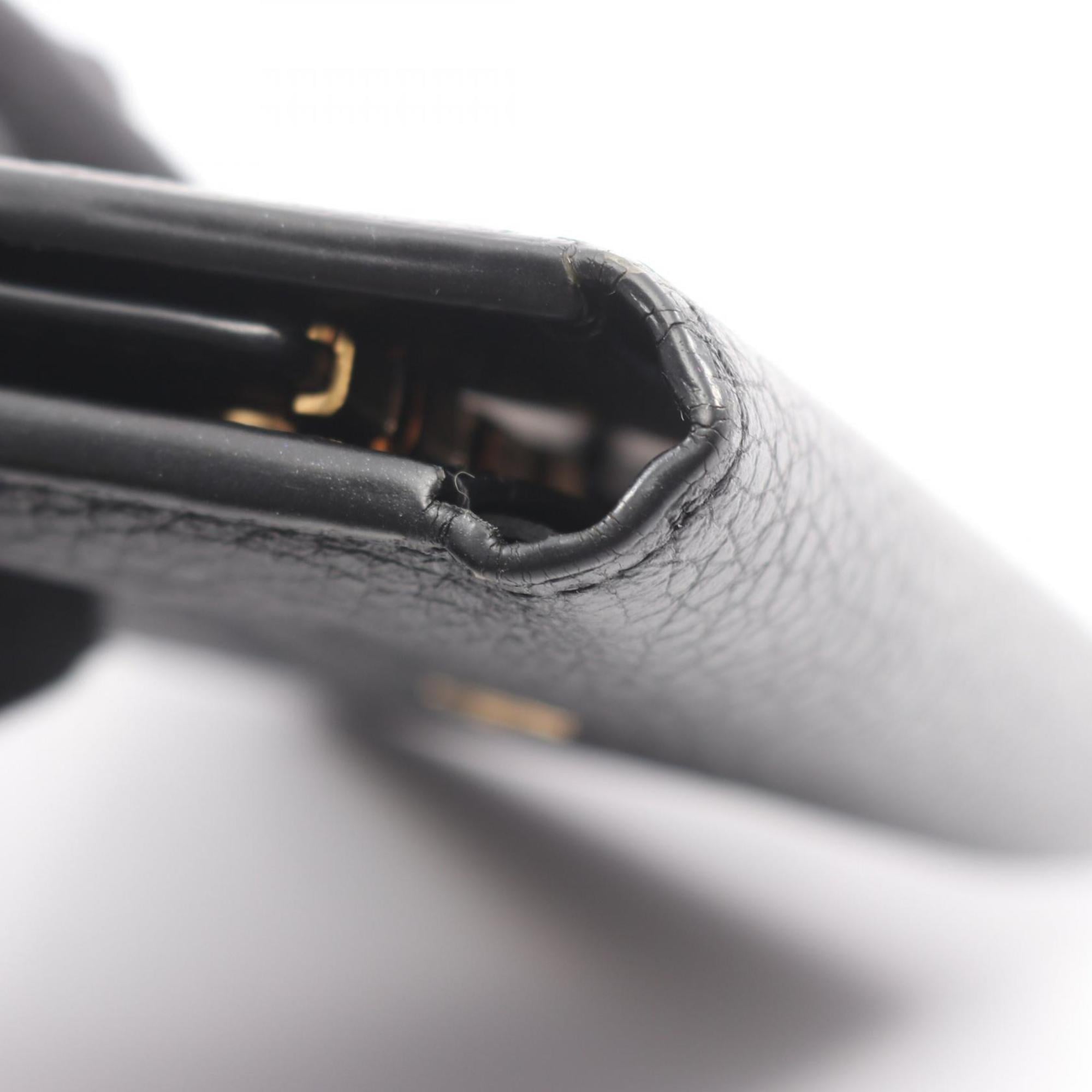 Louis Vuitton Black Leather Wallet (Tri-Fold) (Pre-Owned)