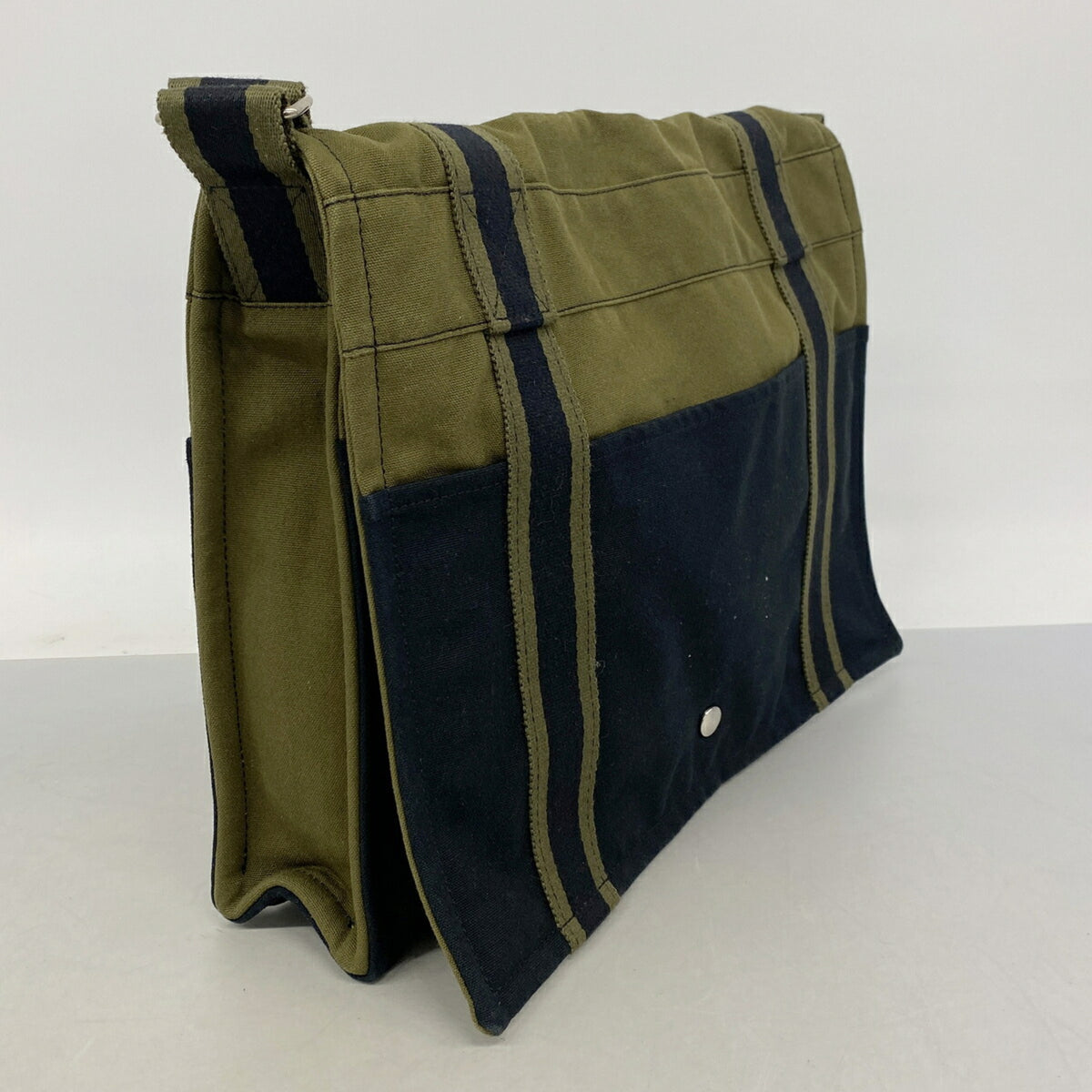 Hermes Black Khaki Canvas Shoulder Bag (Pre-Owned)
