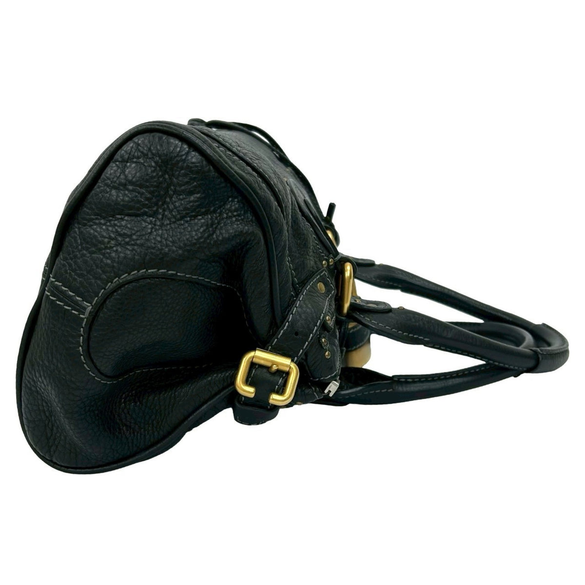 Chloé Black Leather Boston Bag Handbag Shoulder Bag (Pre-Owned)