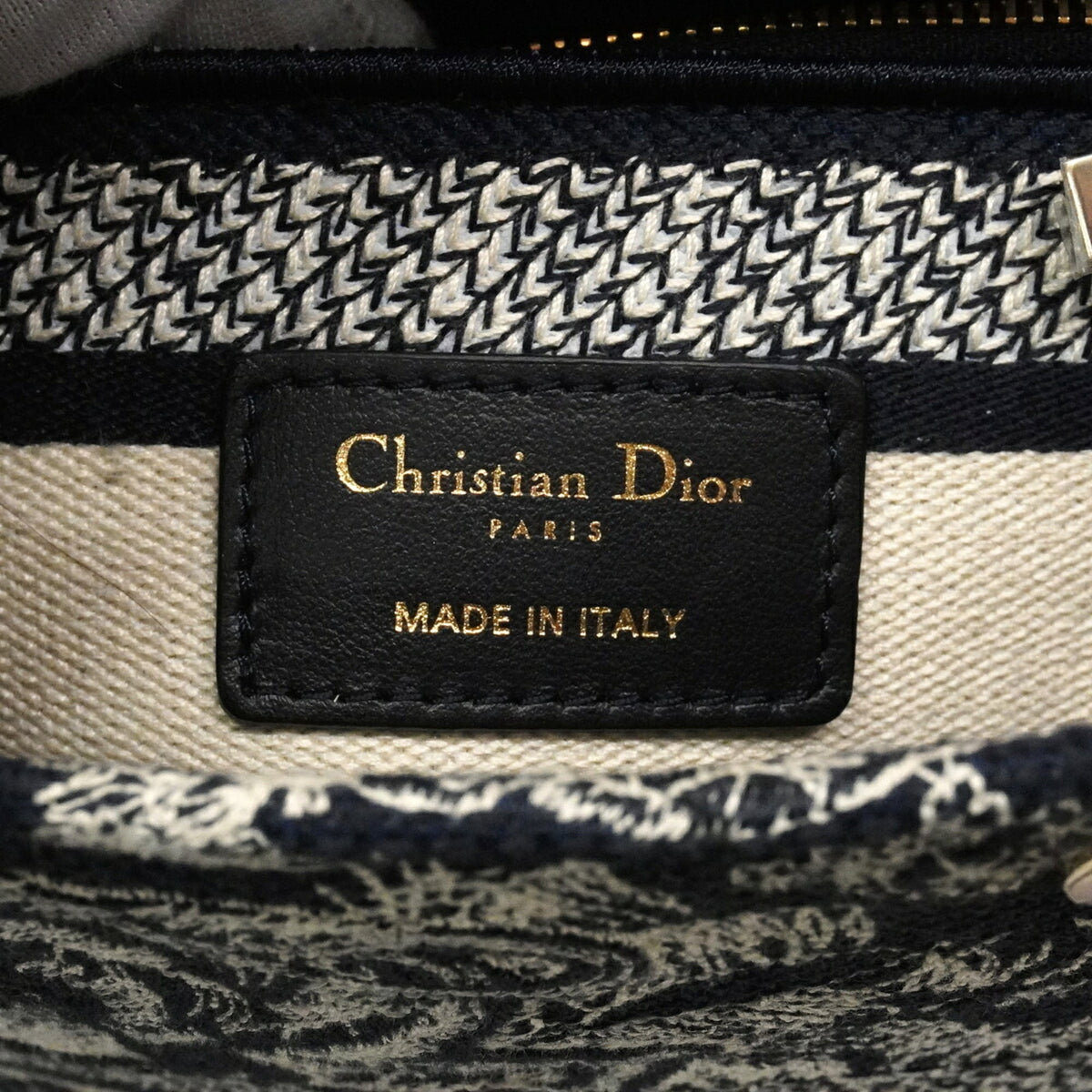 Christian Dior Navy White Canvas Handbag (Pre-Owned)