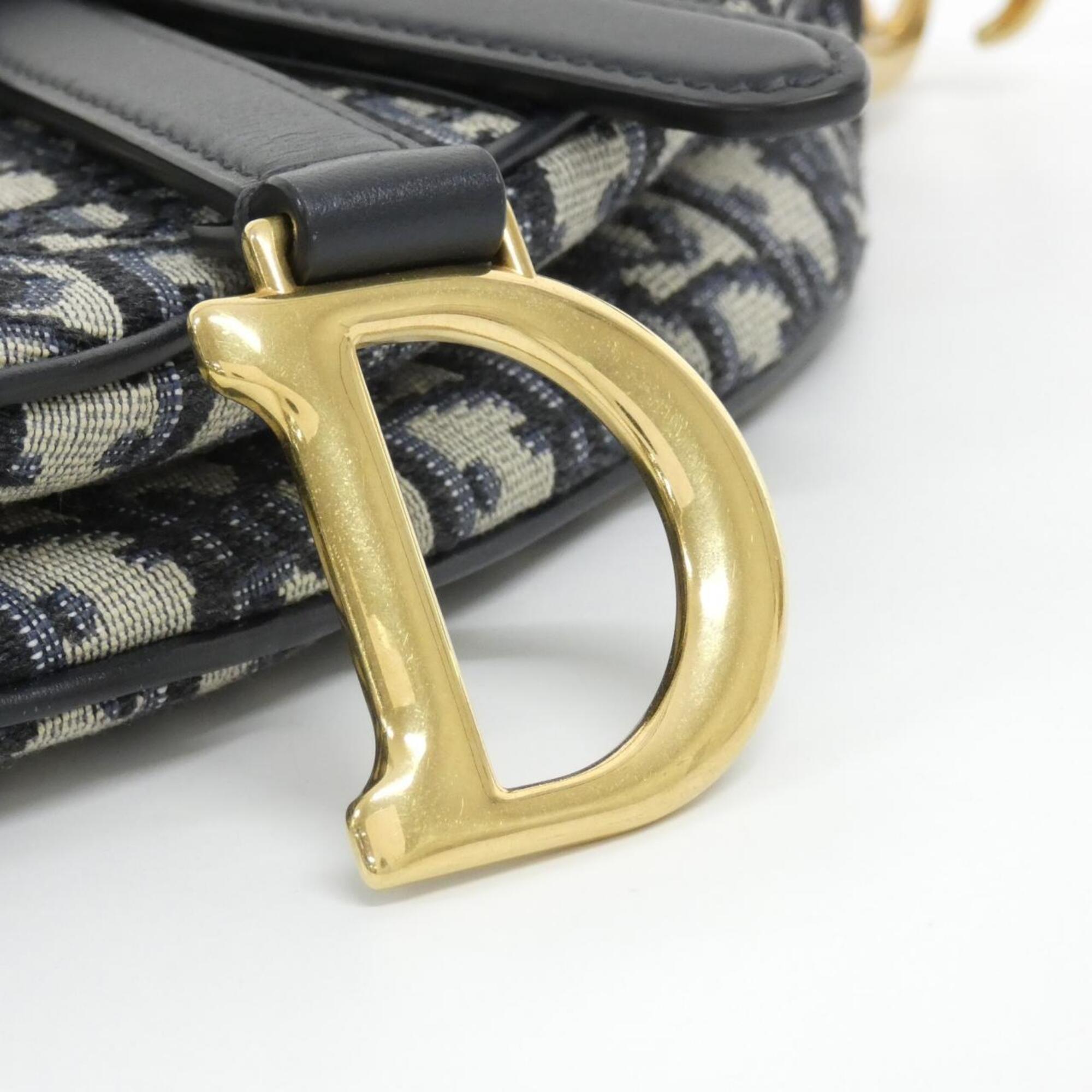Christian Dior Blue Canvas Handbag Saddle Bag (Pre-Owned)