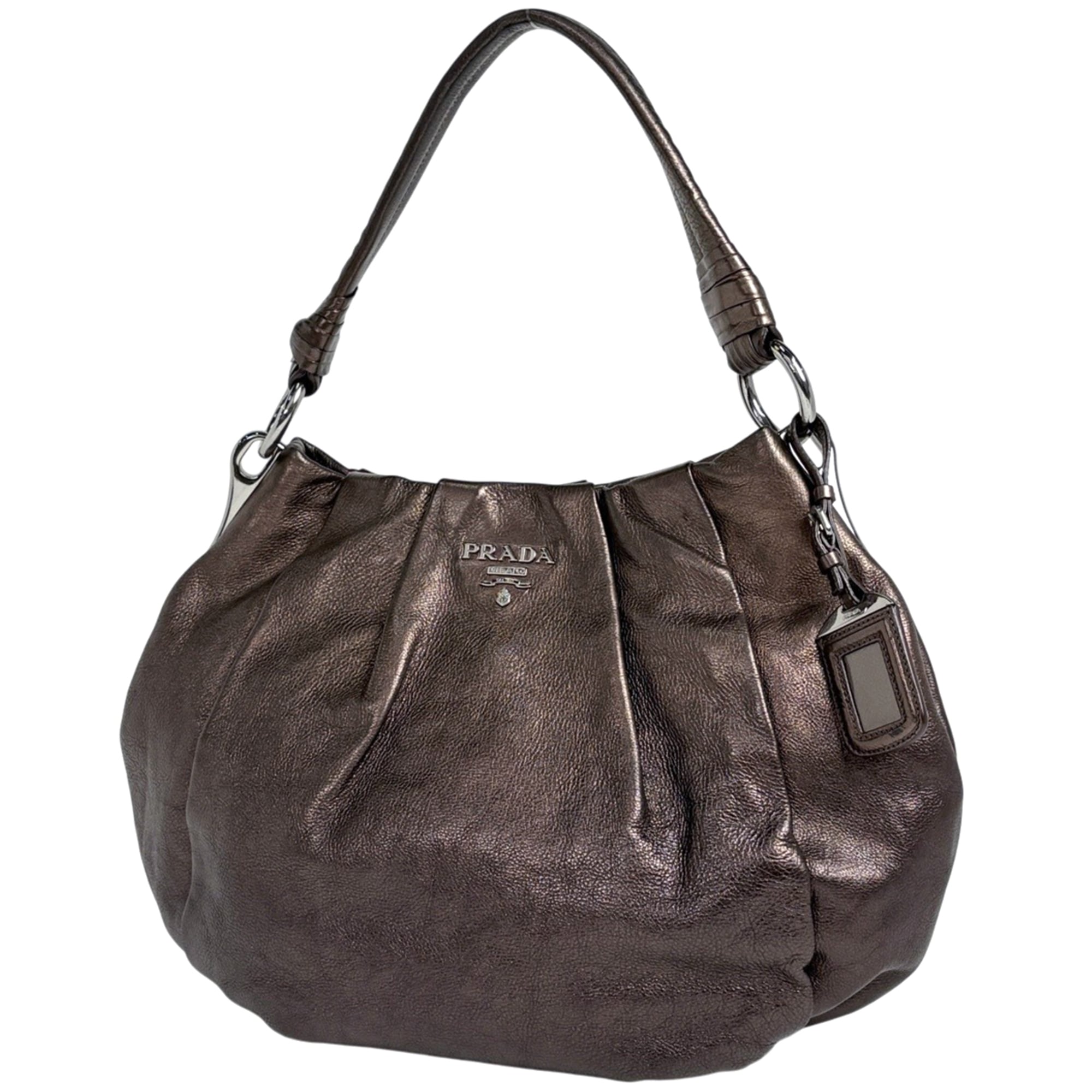 Prada Bronze Leather Shoulder Bag (Pre-Owned)
