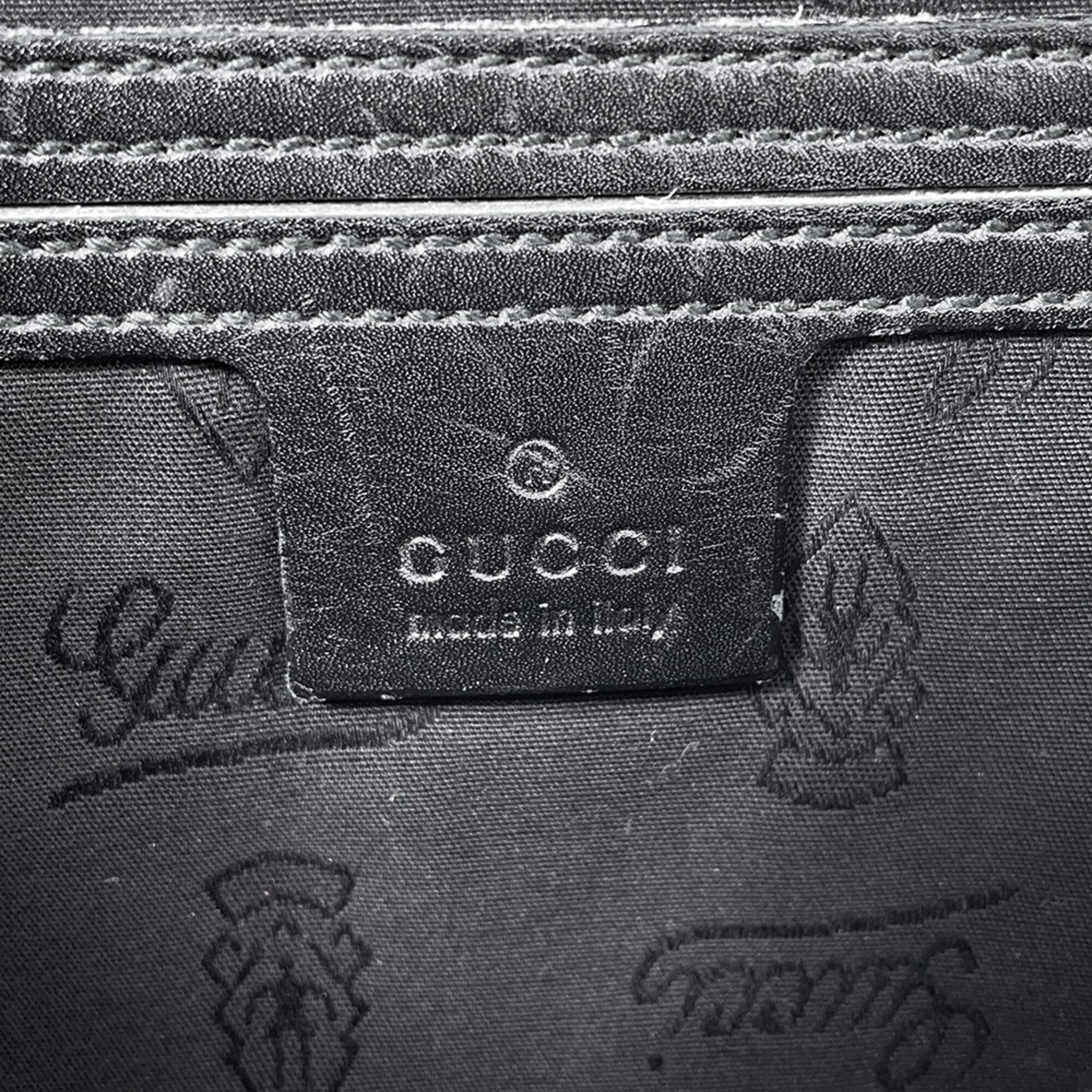 Gucci Gg Imprimé Black Gg Imprimé Leather Handbag Sling Bag (Pre-Owned)