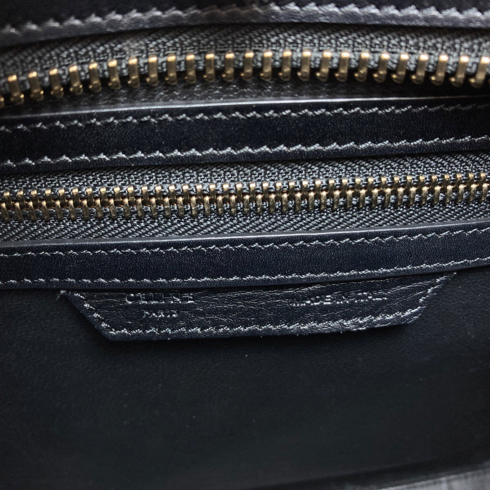 Celine Black Orange White Canvas Leather Handbag (Pre-Owned)