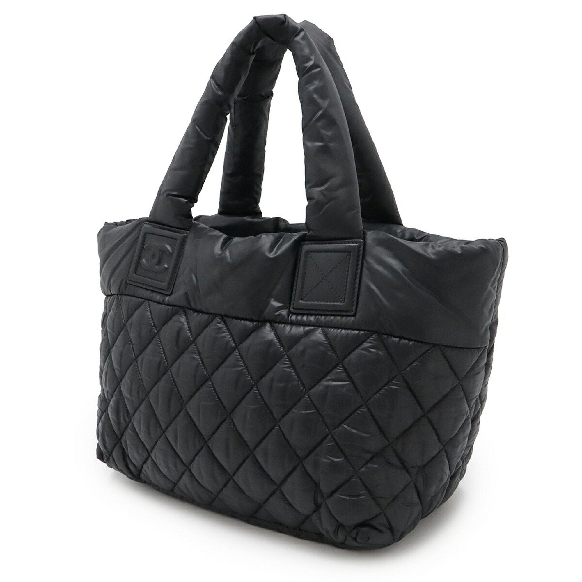 Chanel Black Nylon Leather Handbag Tote Bag (Pre-Owned)