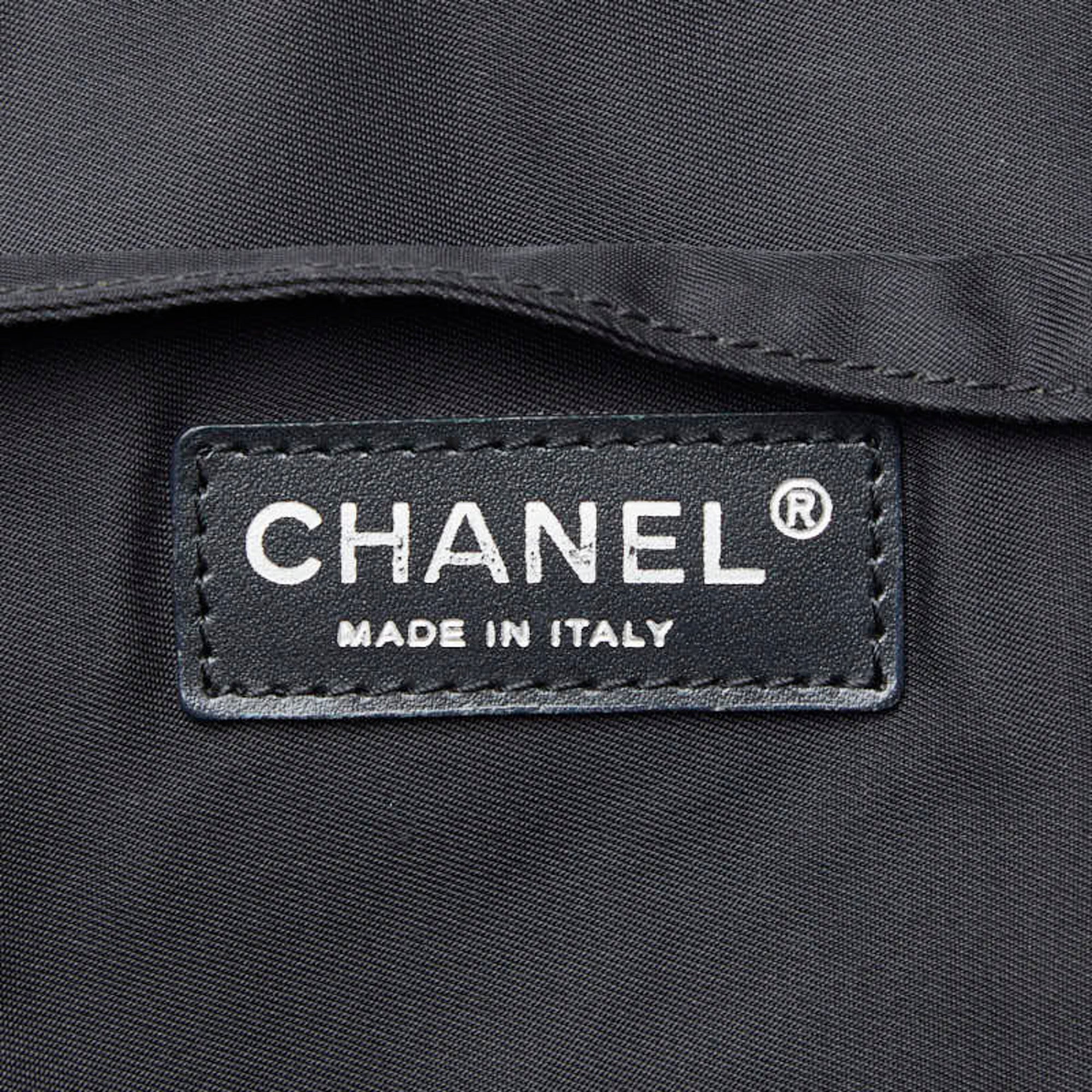 Chanel Black Dark Brown Nylon Leather Briefcase (Pre-Owned)