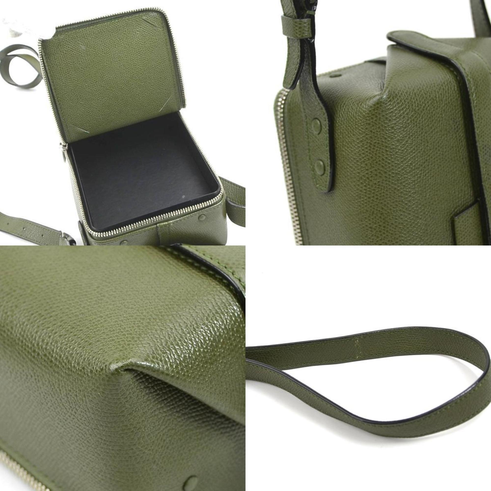 Valextra Khaki Leather Shoulder Bag (Pre-Owned)