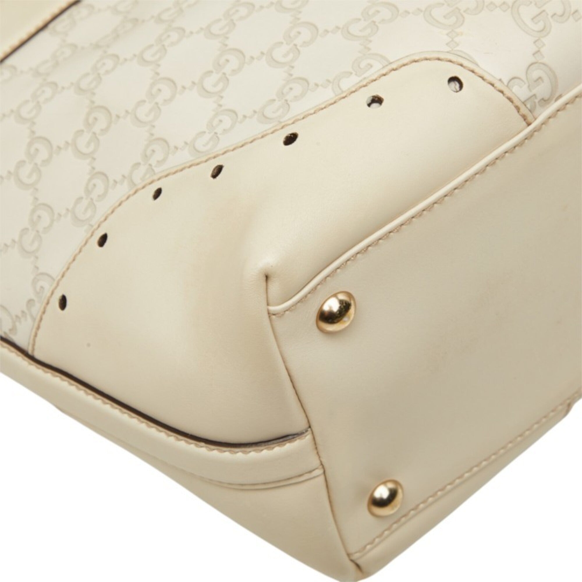 Gucci Ivory Leather Shoulder Bag Tote Bag (Pre-Owned)