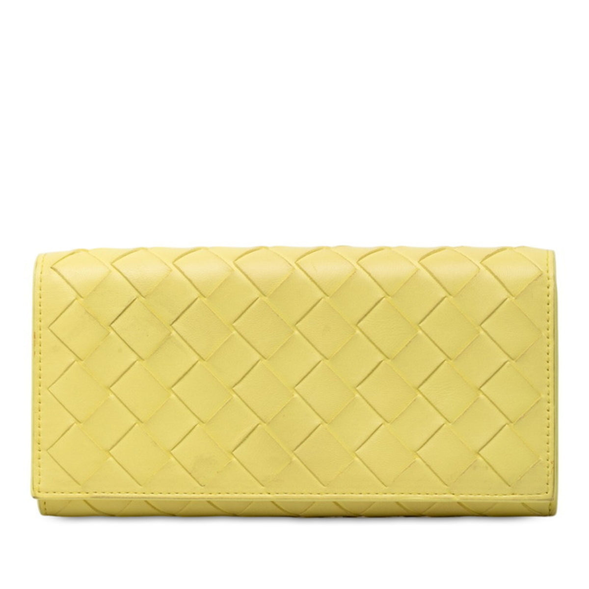 Bottega Veneta Yellow Leather Long Wallet (Bi-Fold) (Pre-Owned)