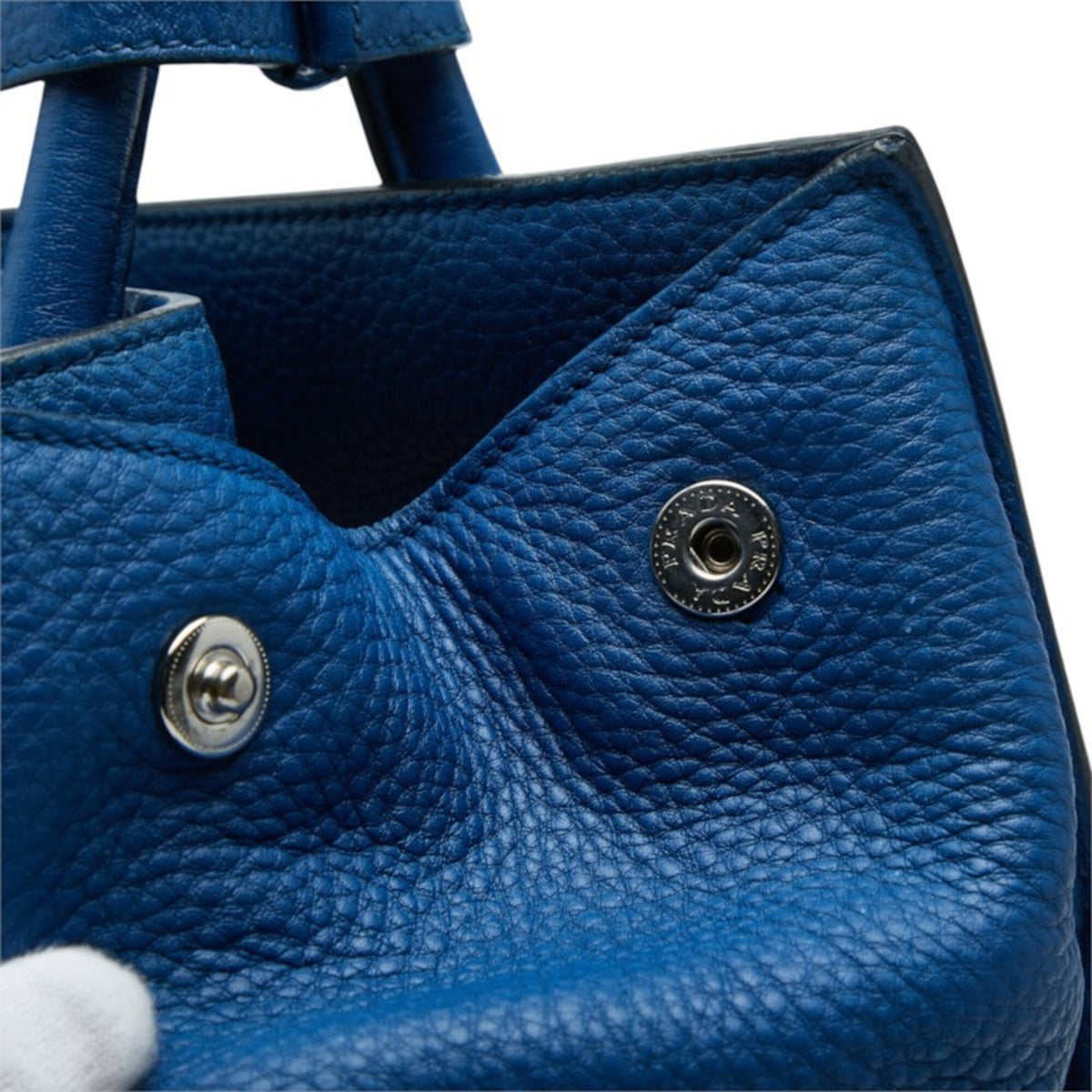 Prada Blue Leather Handbag Tote Bag (Pre-Owned)