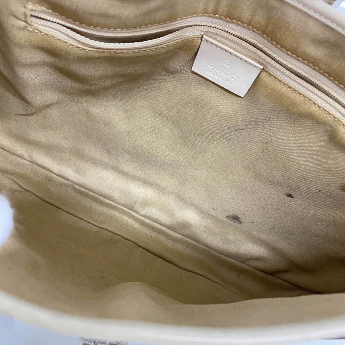 Gucci Gray Ivory Canvas Shoulder Bag (Pre-Owned)