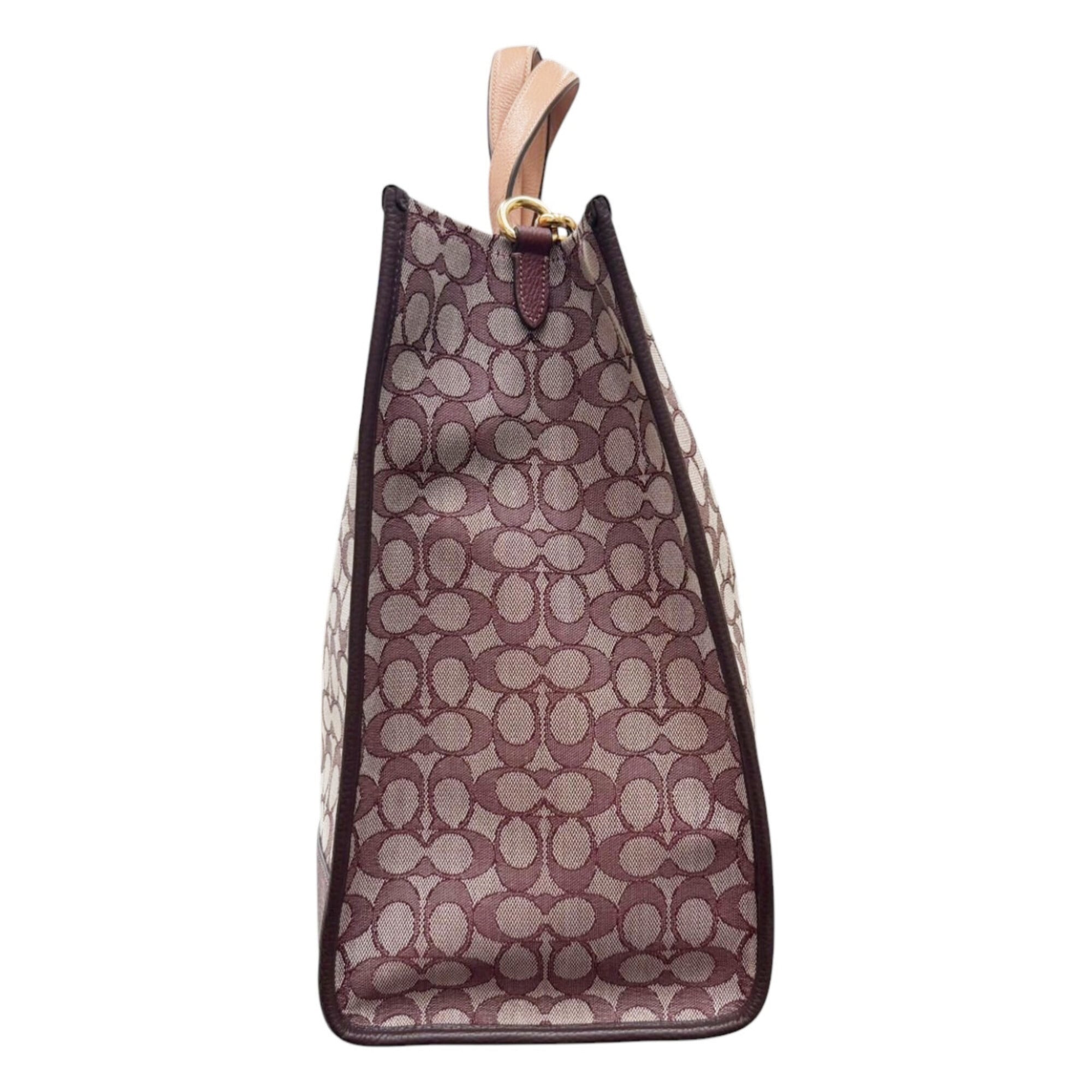 Coach Red Color Wine Leather Canvas Tote Bag (Pre-Owned)